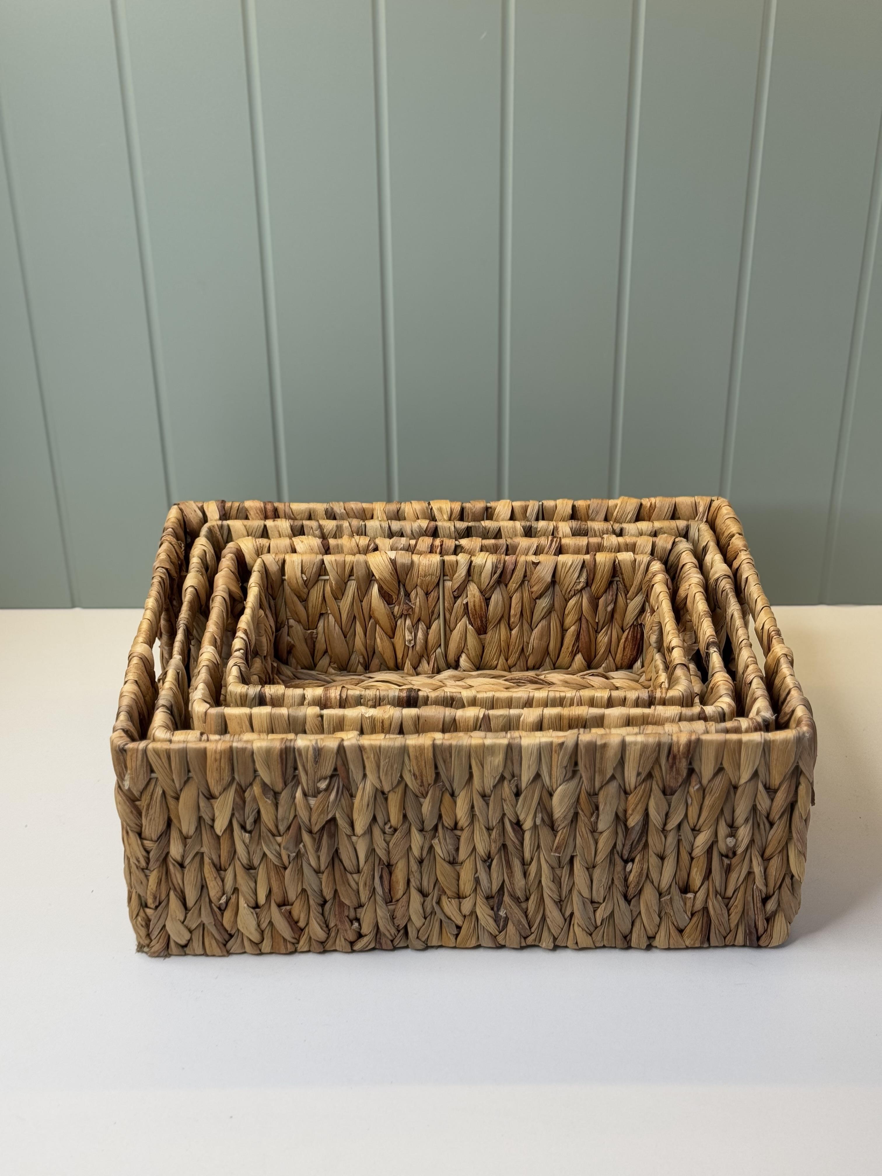 4'Lü Dikdörtgen Hasır Sepet