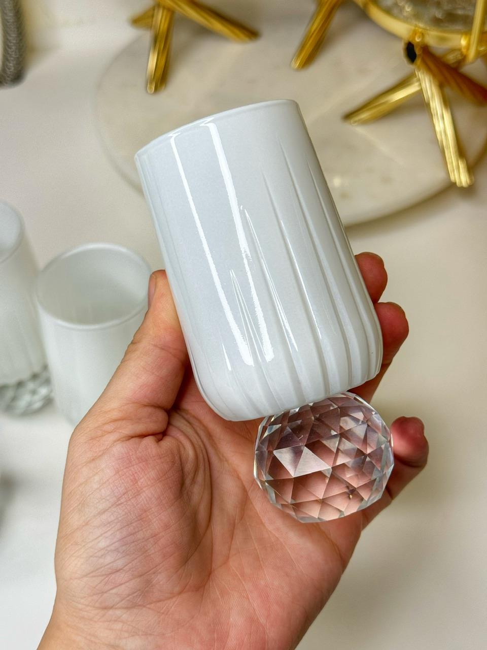 6 Kişilik Beyaz Bak Kabağı Kahve Yanı Su Bardağı