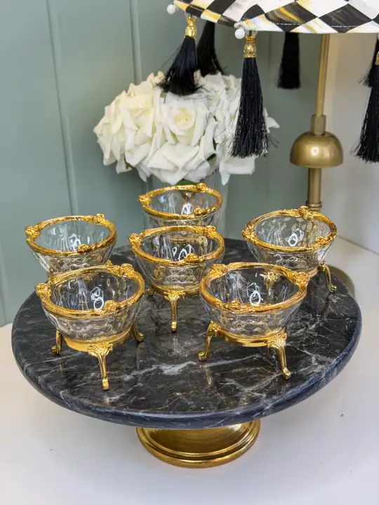 6Lı Gold Kahve Yanı Cam Drajelik