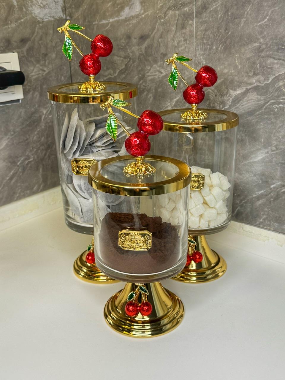 Napolyon Kiraz 3 Lü Çay Şeker Kahve Kavanozu