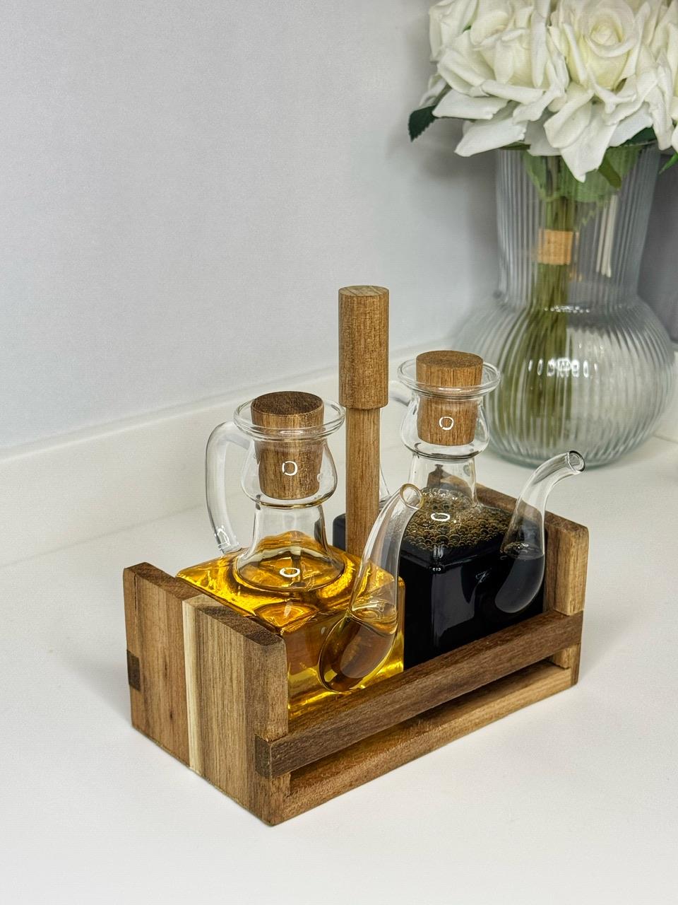 Freesia Akasya Standlı 2 Li Cam Yağlık/Sirkelik