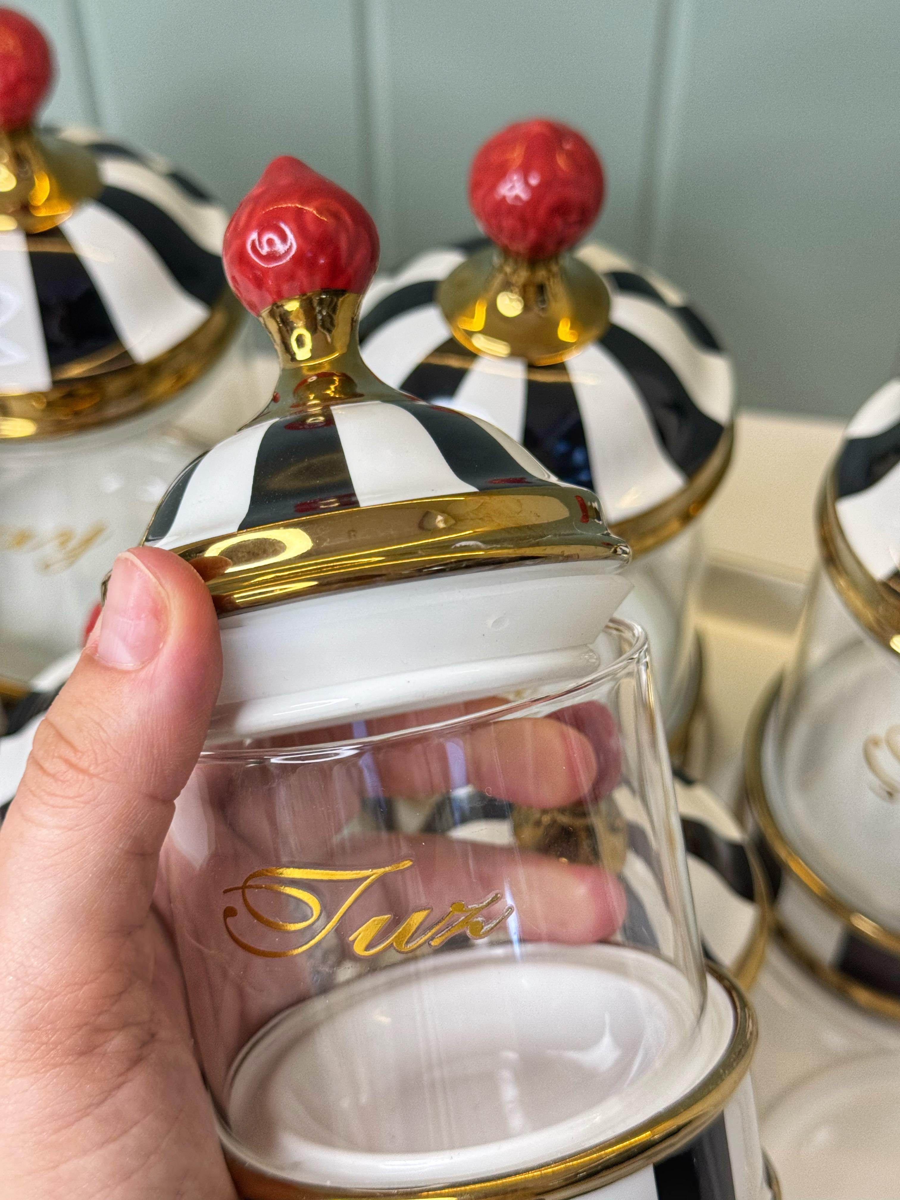 Shine Porselen Tepsili Vakumlu Cam Baharatlık