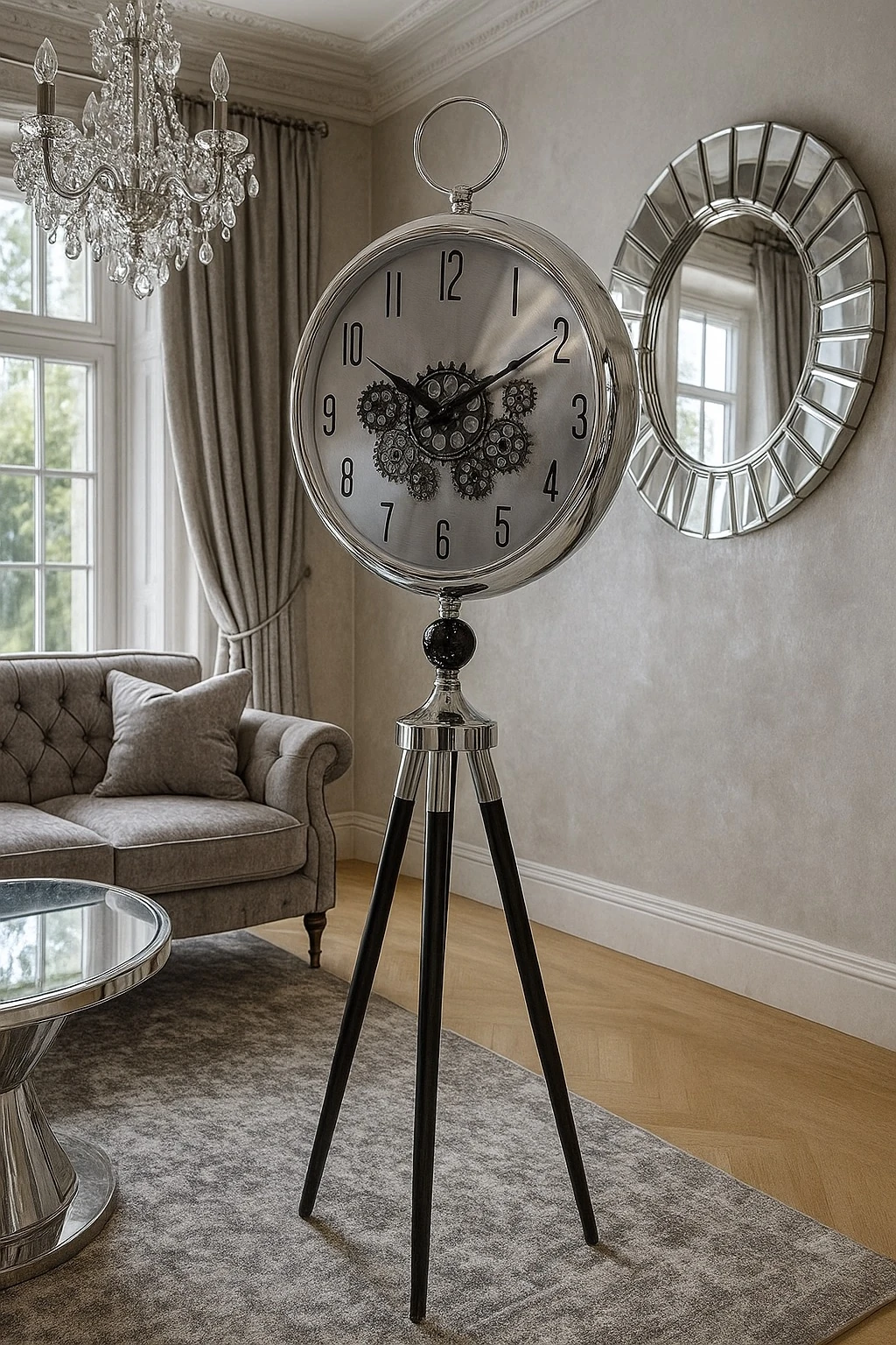 Vintage Ayaklı Saat Gümüş