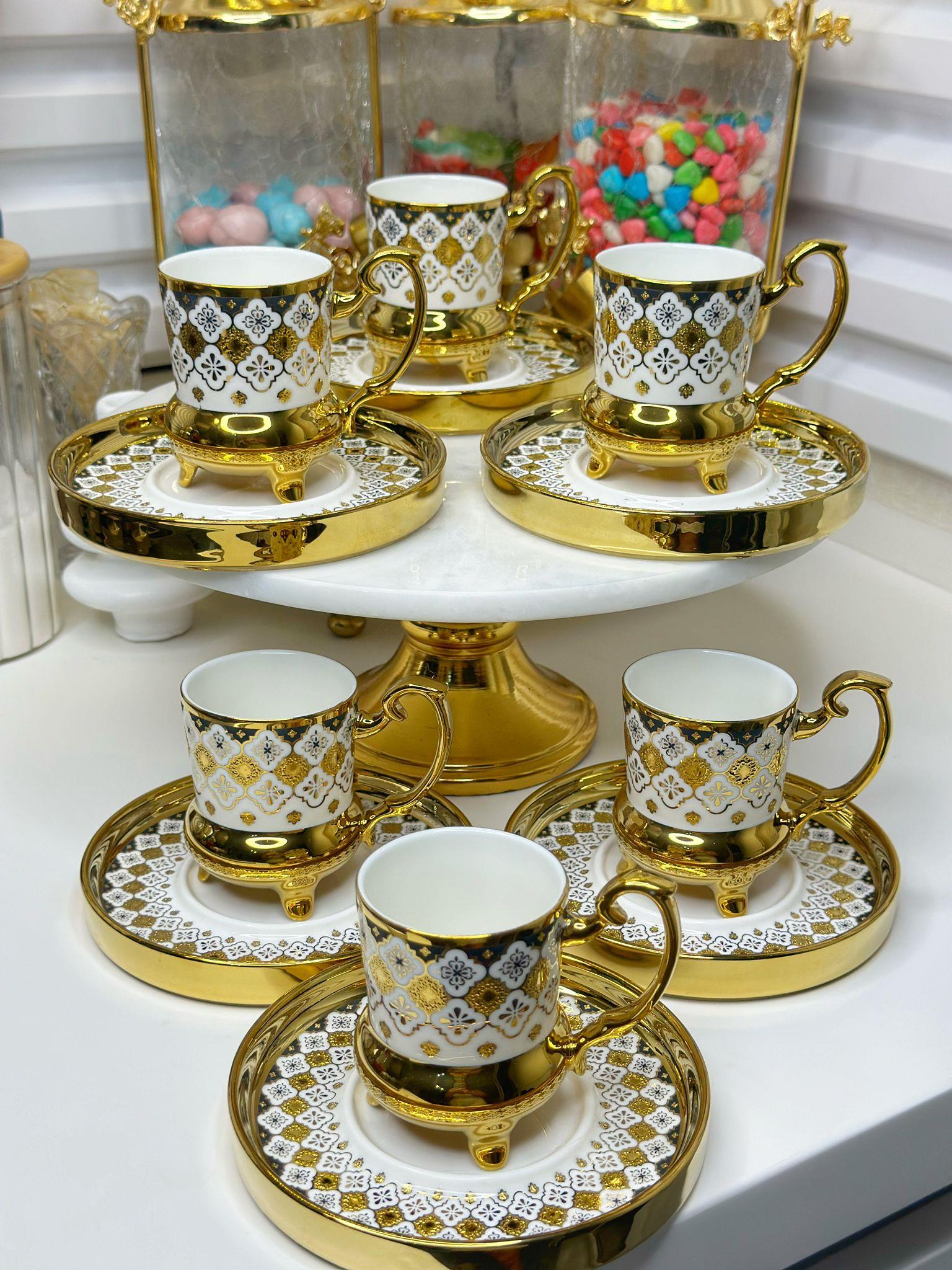 Nazende 6 Kişilik Porselen Türk Kahvesi Fincanı