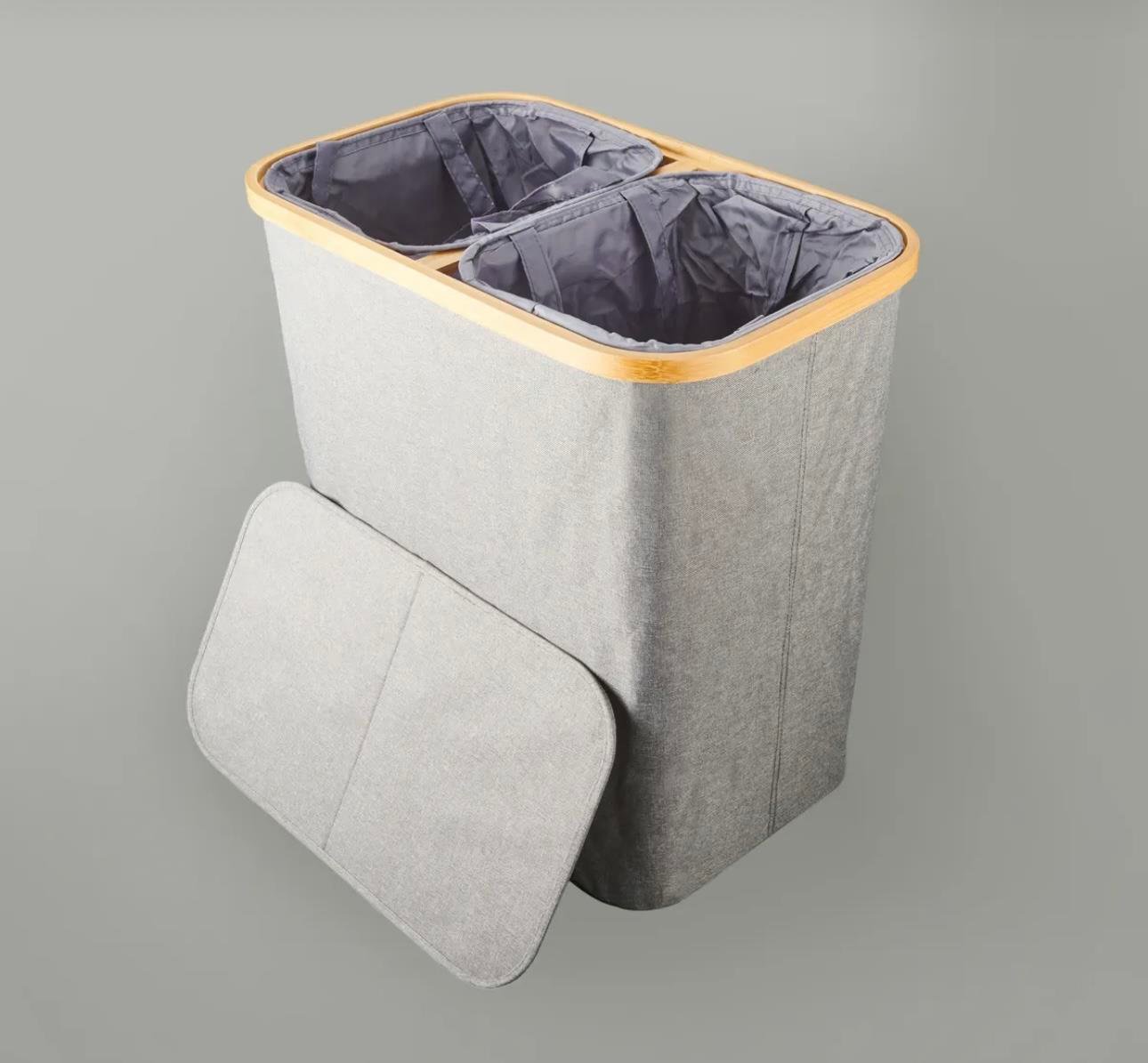 Çift Bölmeli Katlanabilir Kirli Sepeti