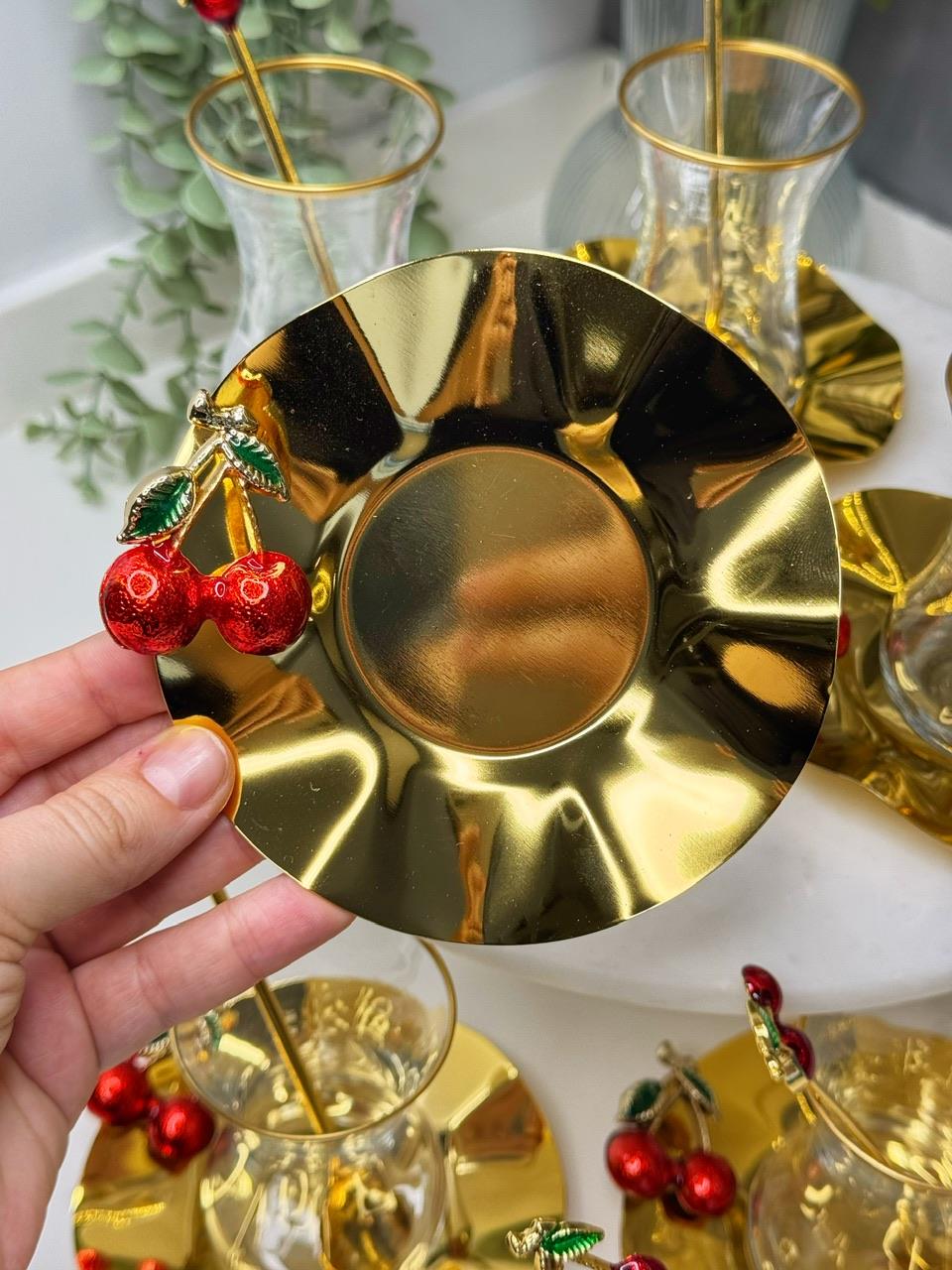 12 Parça 6 Kişilik Kiraz Çay Takımı