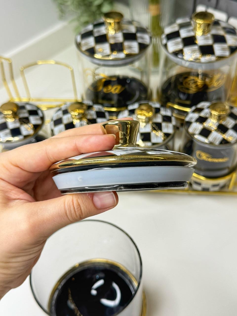 Mackenz Standlı Porselen - Cam Baharat Takımı