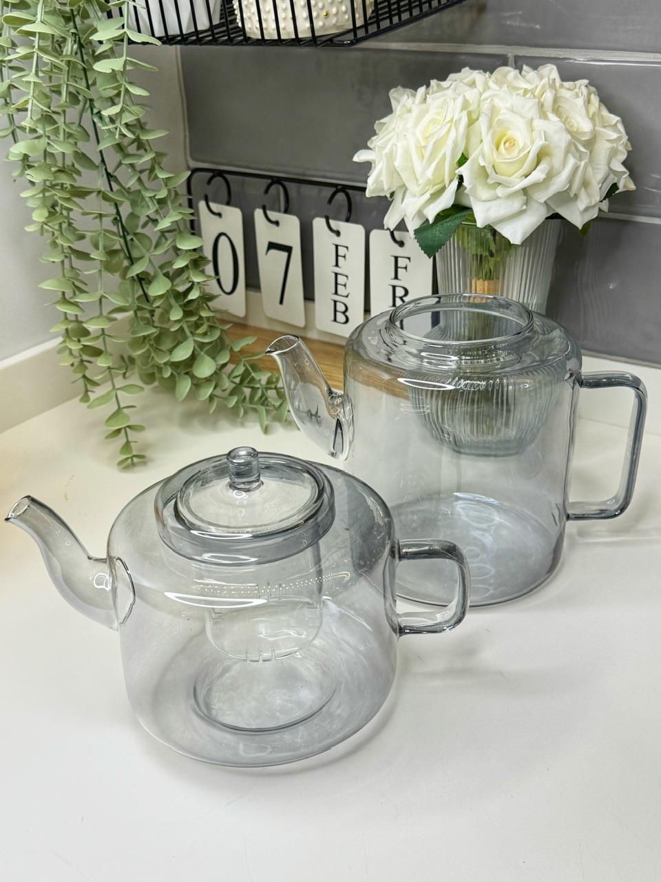 Grlia Hediyeli Füme Cam Çaydanlık