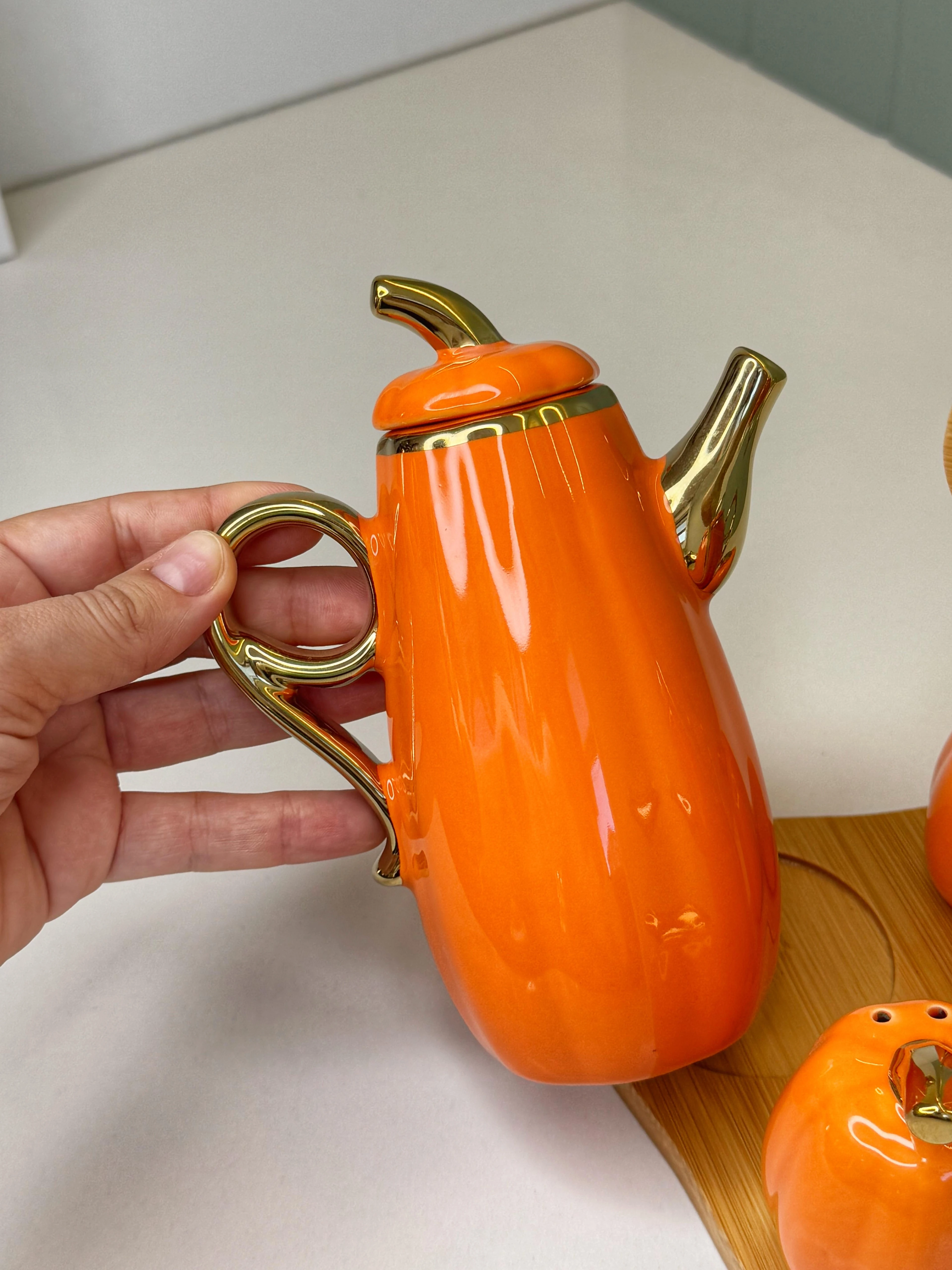 5 Parça Kabak Yağdanlık/Tuzluk Set Turuncu