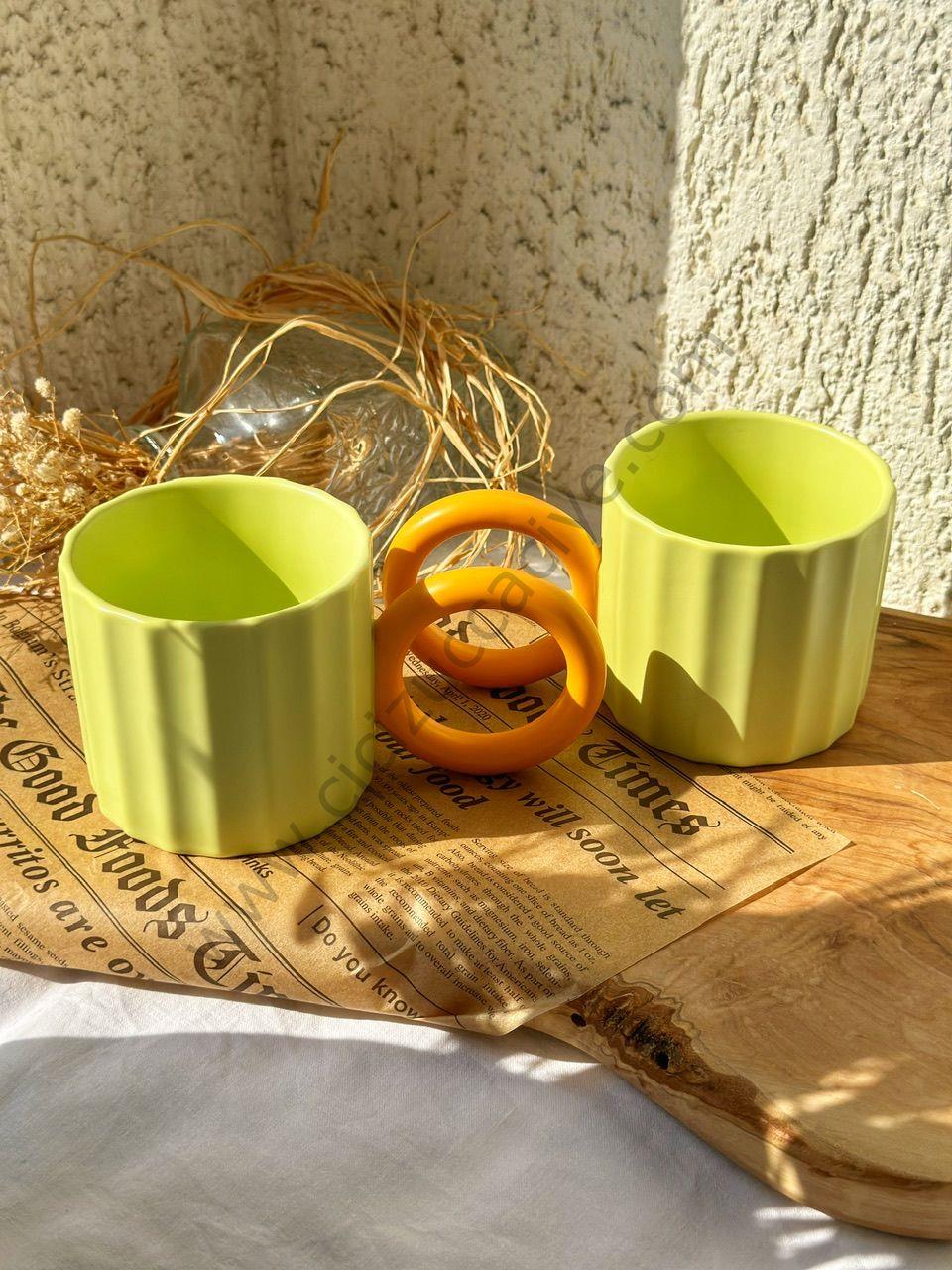 2 KİŞİLİK İLİNA HALKA KUPA VİNTAGE YEŞİLİ