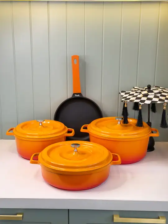 7 Parça Pro Chef Döküm Tencere Seti Turuncu