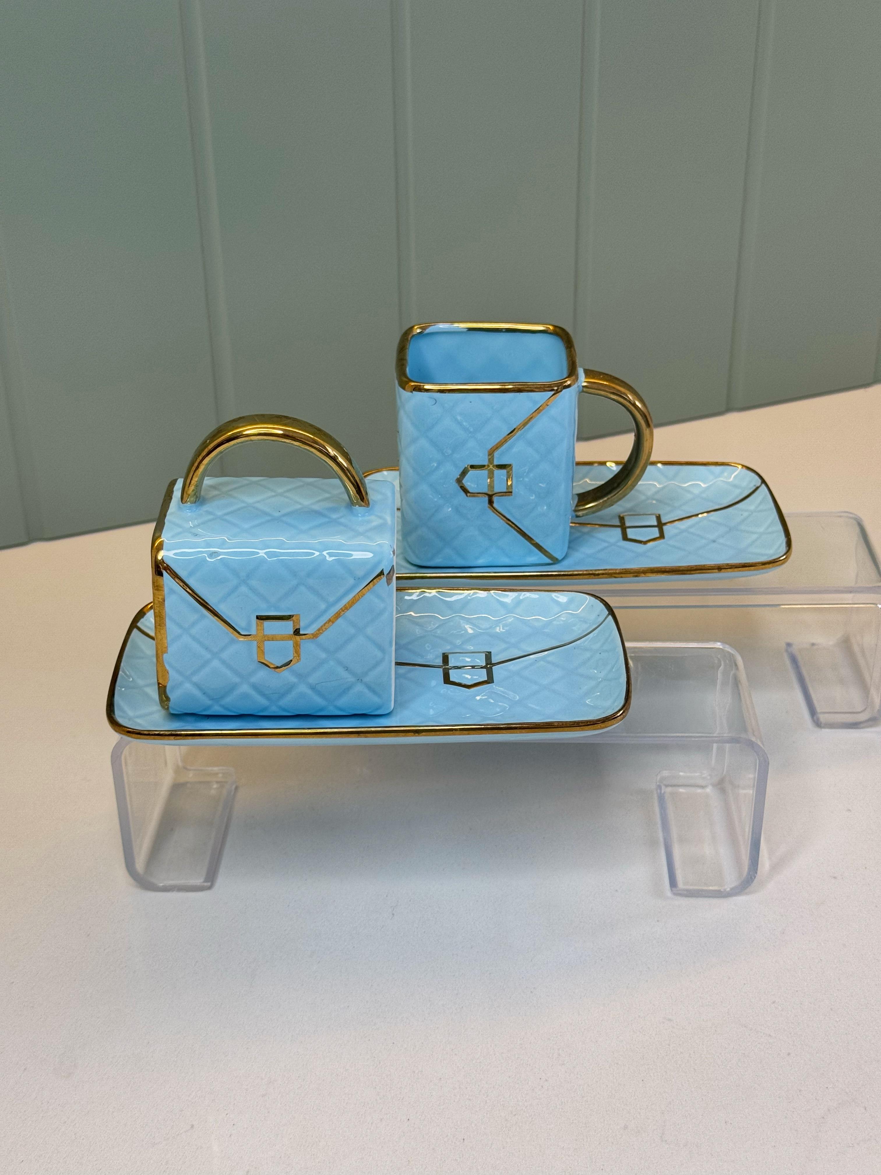 2 Kişlik Çanta Model Türk Kahvesi Fincanı Mavi