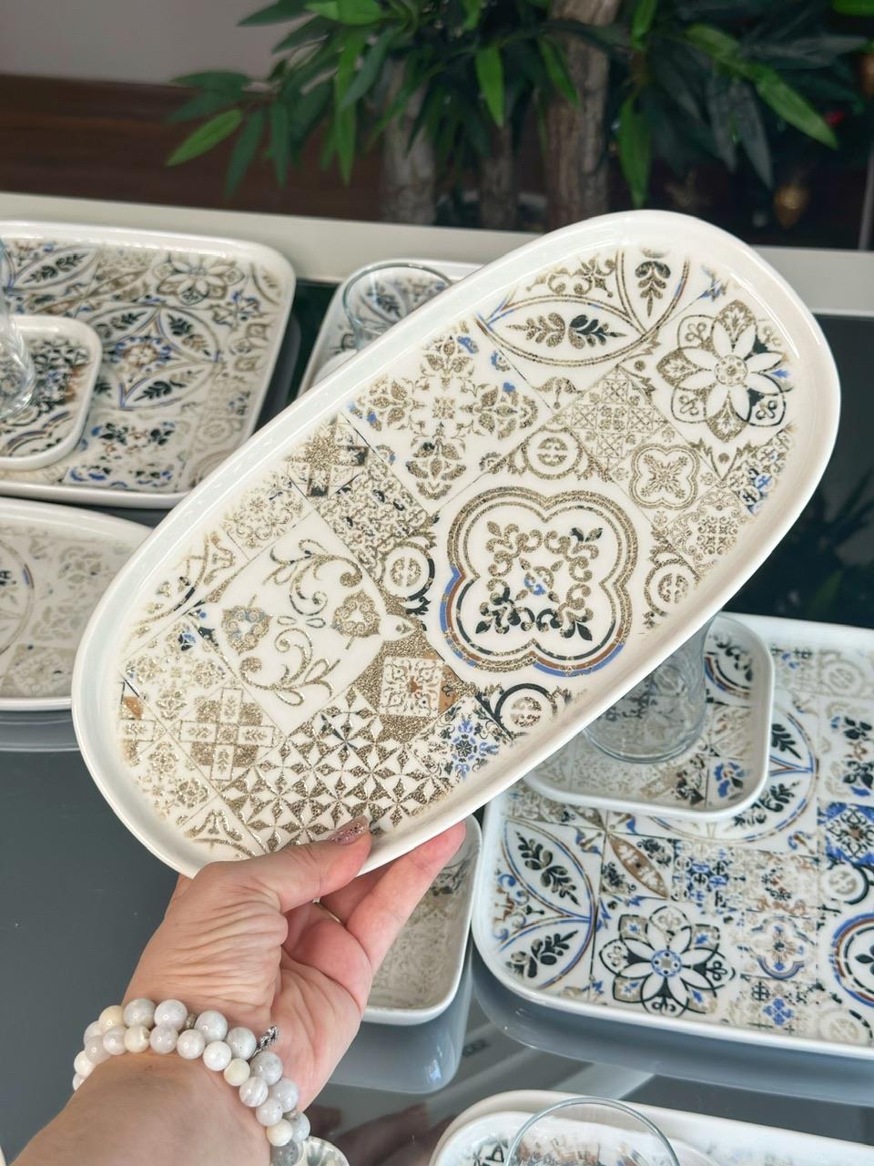 Etnik 29 Parça Porselen Kahvaltı Takımı