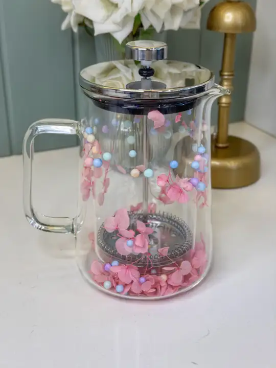 Çift Cidarlı Pembe French - Press Sürahi (Orta Boy)