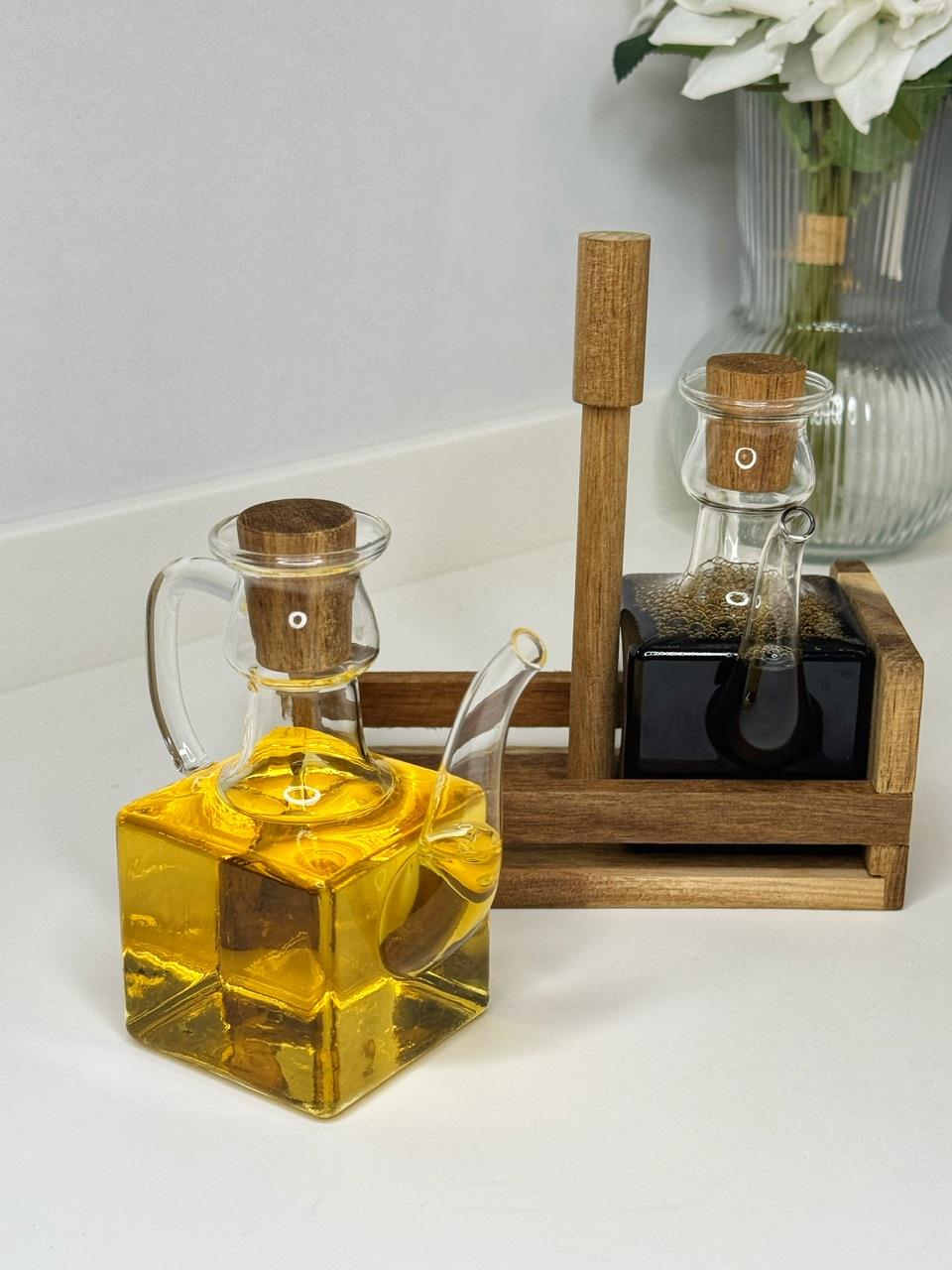 Freesia Akasya Standlı 2 Li Cam Yağlık/Sirkelik