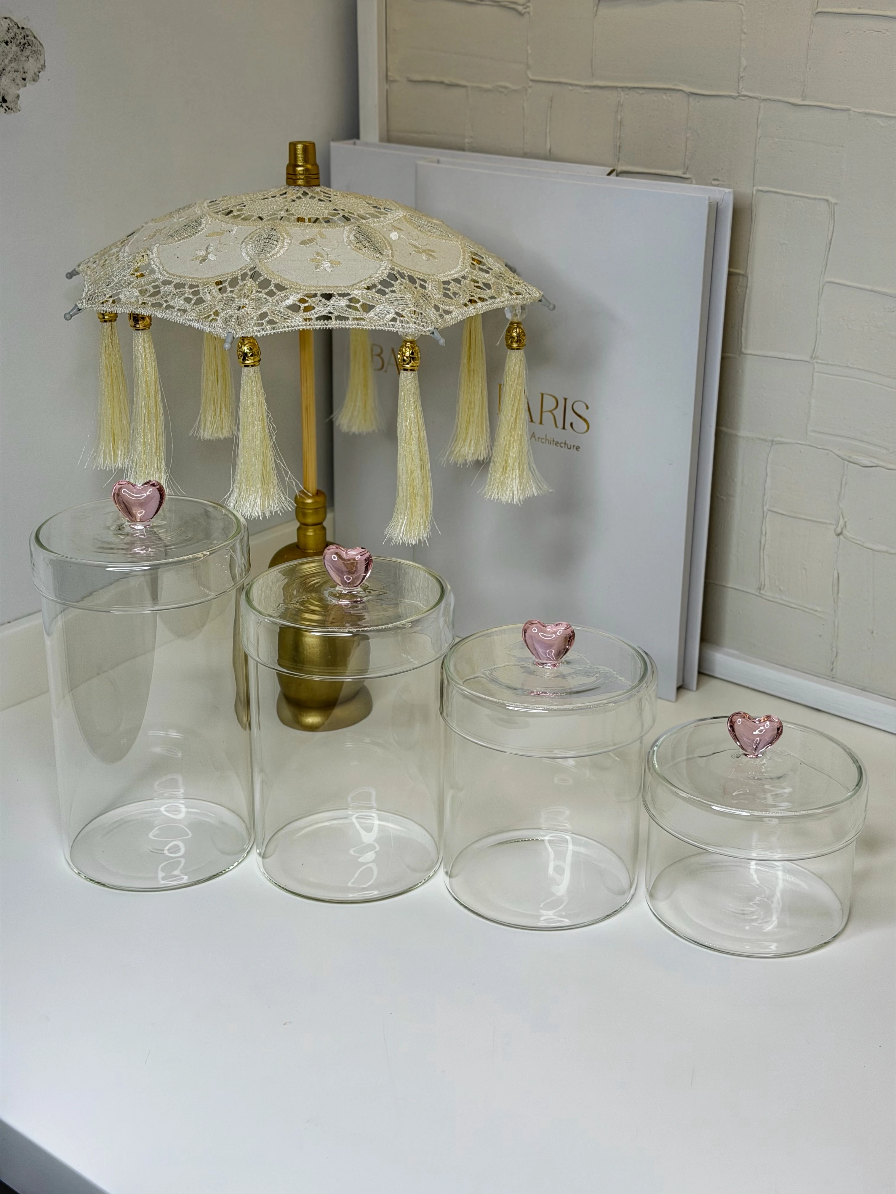 4 Lü Pinerest Kalp Kulplu Cam Kavanoz Seti