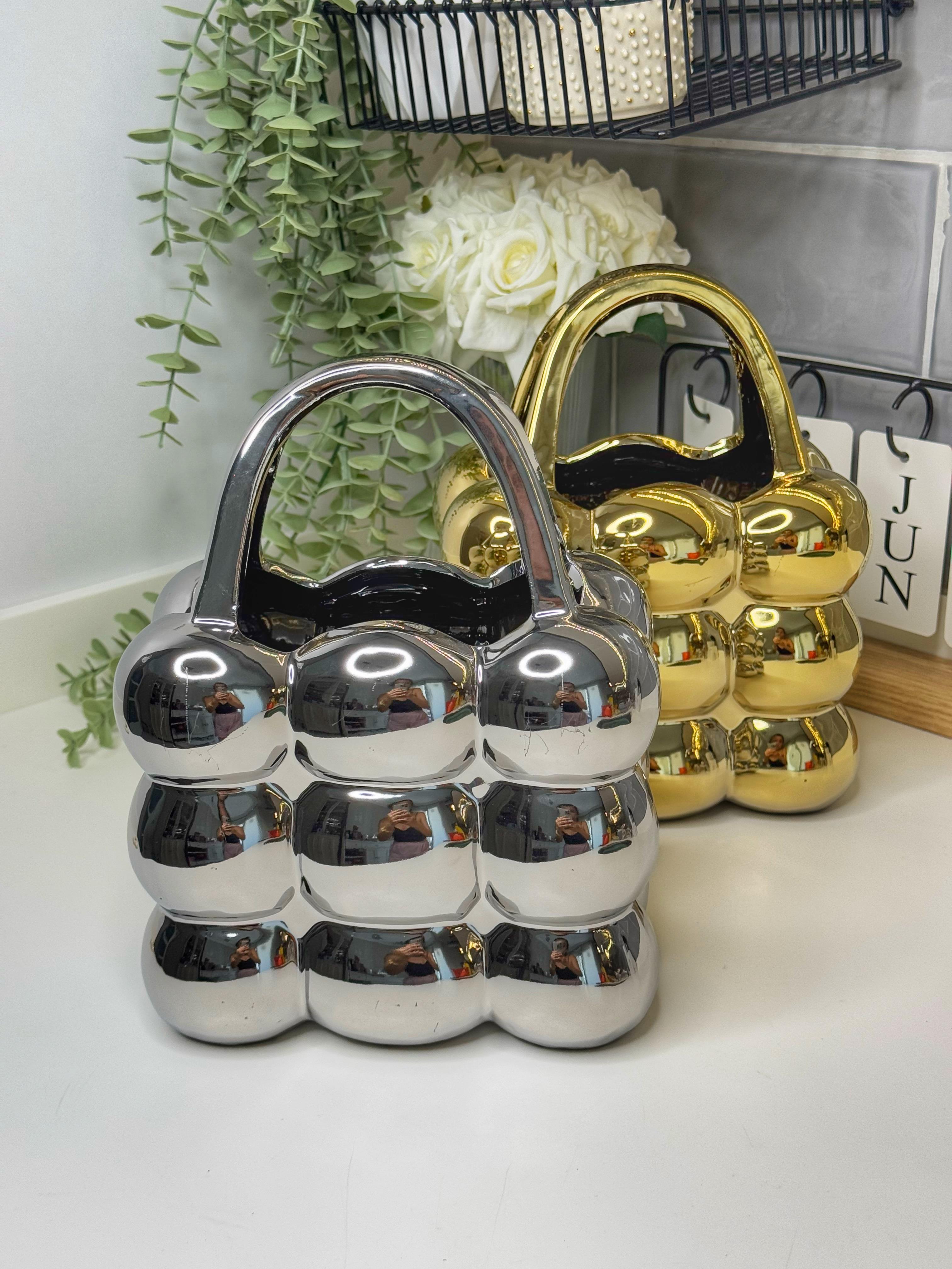 Bubble Gold Çanta Vazo