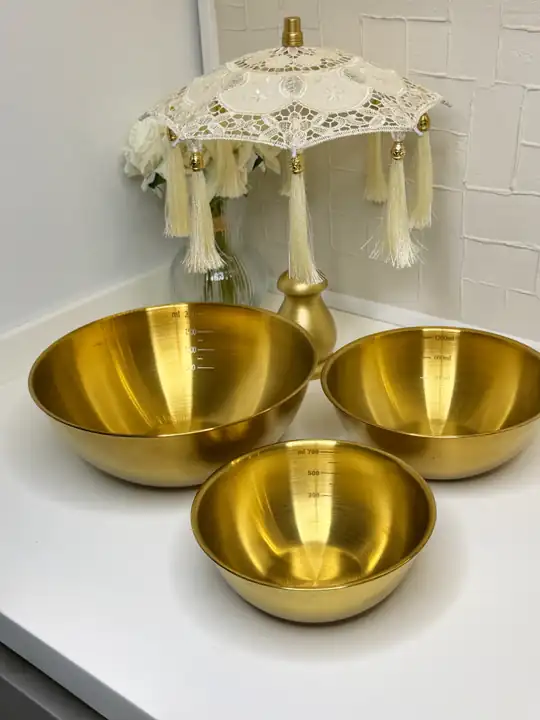 3 Lü Gold Karıştırma Kabı / Sunum Kasesi