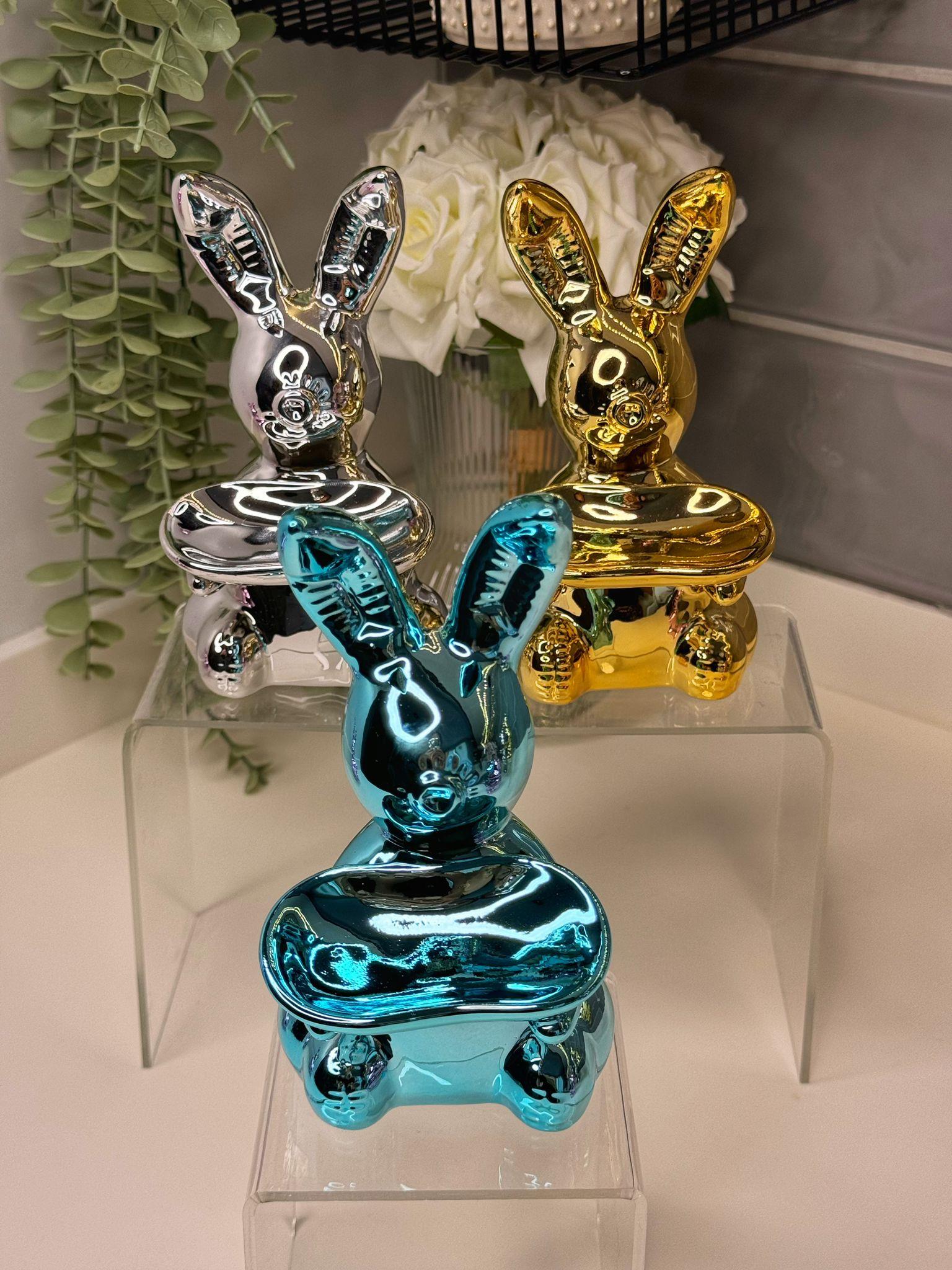 Lily Tavşan Porselen Mavi Drajelik