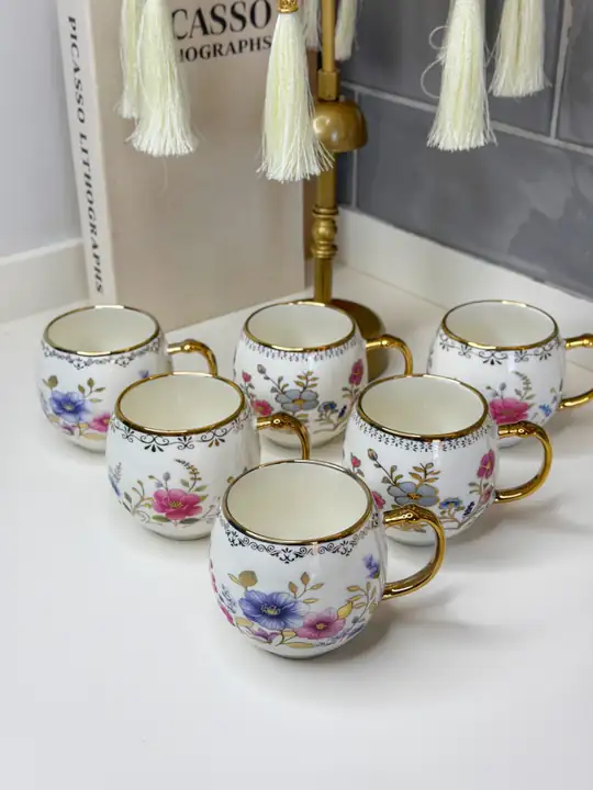 6Lı Çiçekli Top Kupa