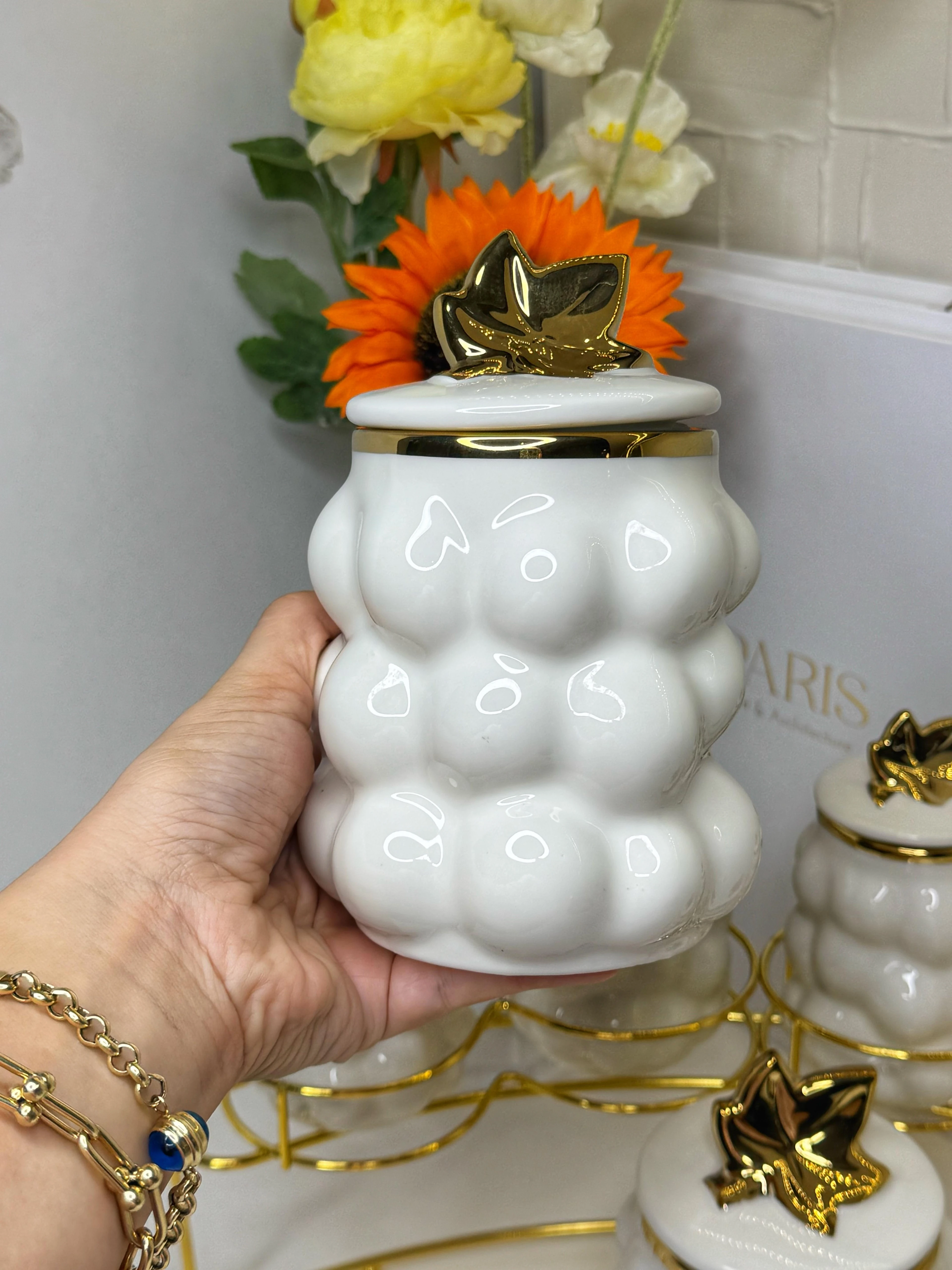 Bubble Standlı Porselen 7 Li Baharat Takımı