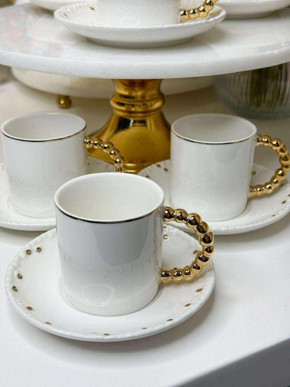 6 Kişilik Gold Boncuk Türk Kahvesi Fincan Takımı