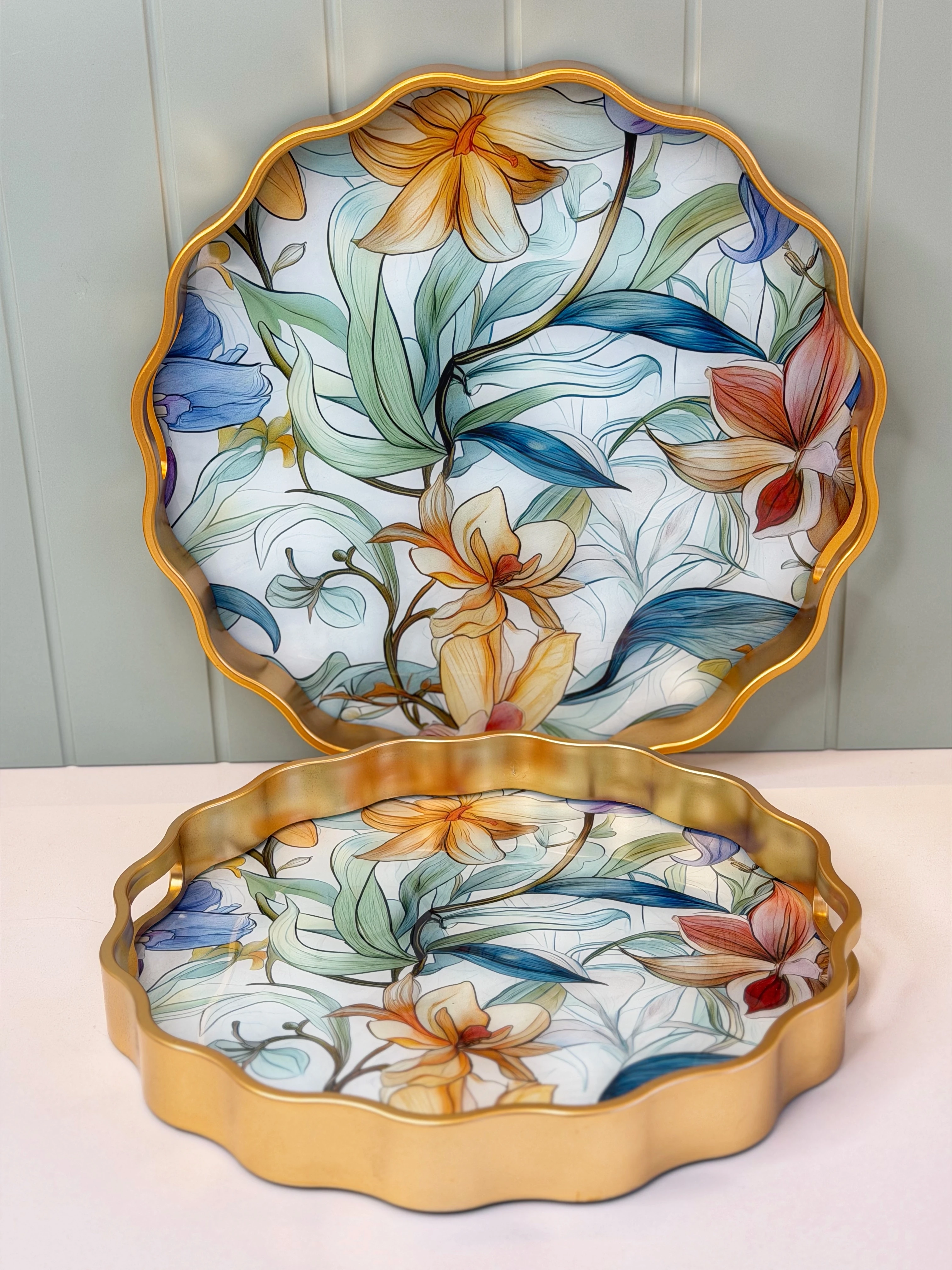 2'li Cam Yüzeyli Lüx Tepsi Fiorella 