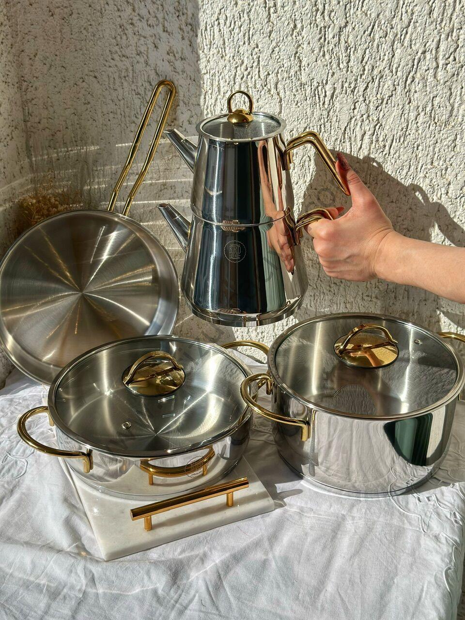 9 PARÇA GOLD KULPLU ÇELİK SET