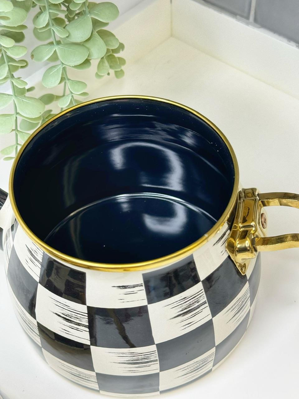 Checker Emaye Çaydanlık