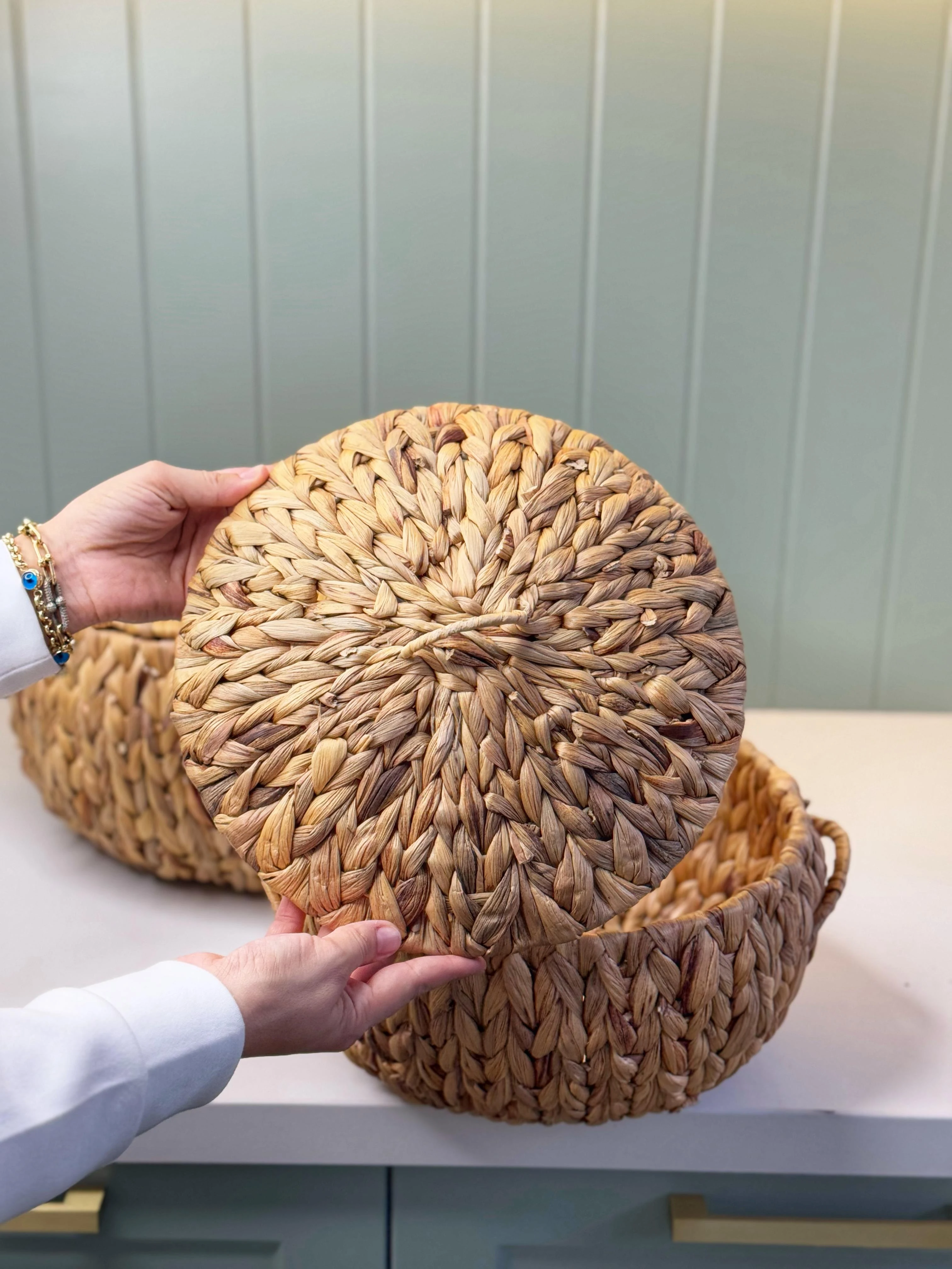 2'Li Kapaklı Büyük Boy Hasır Sepet