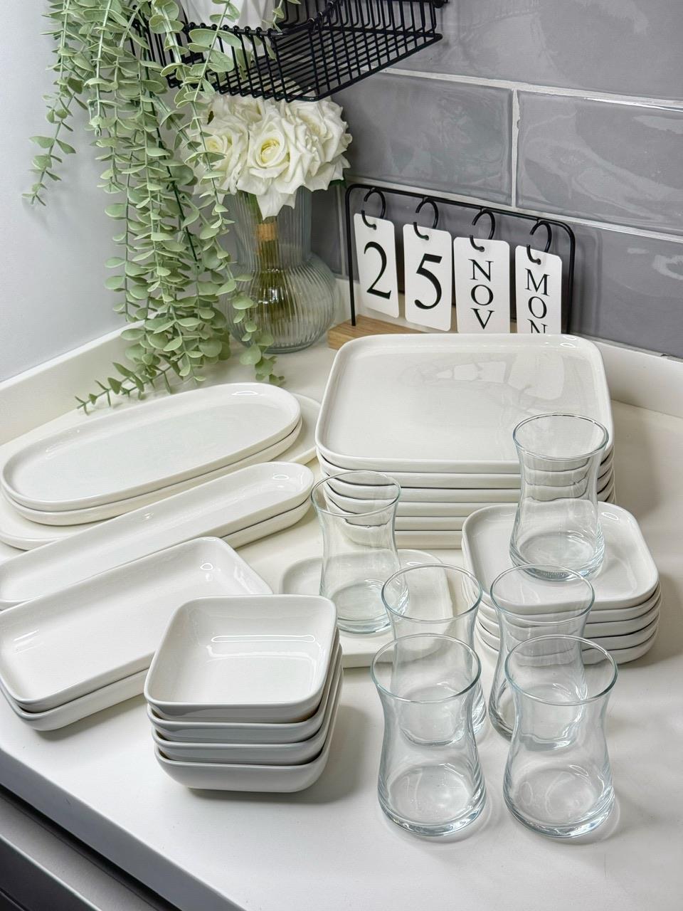 Munchki 29 Parça Beyaz Porselen Kahvaltı Takımı