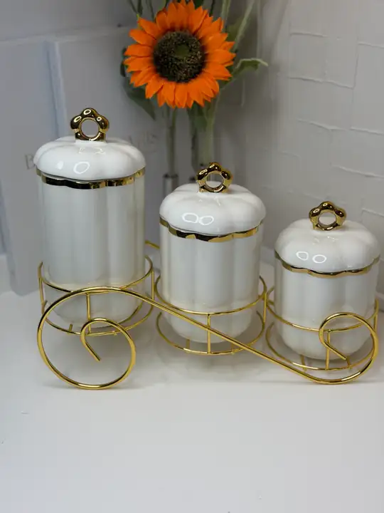 Manolya Gold Standlı Çay/Şeker/Kahve Kavanozu