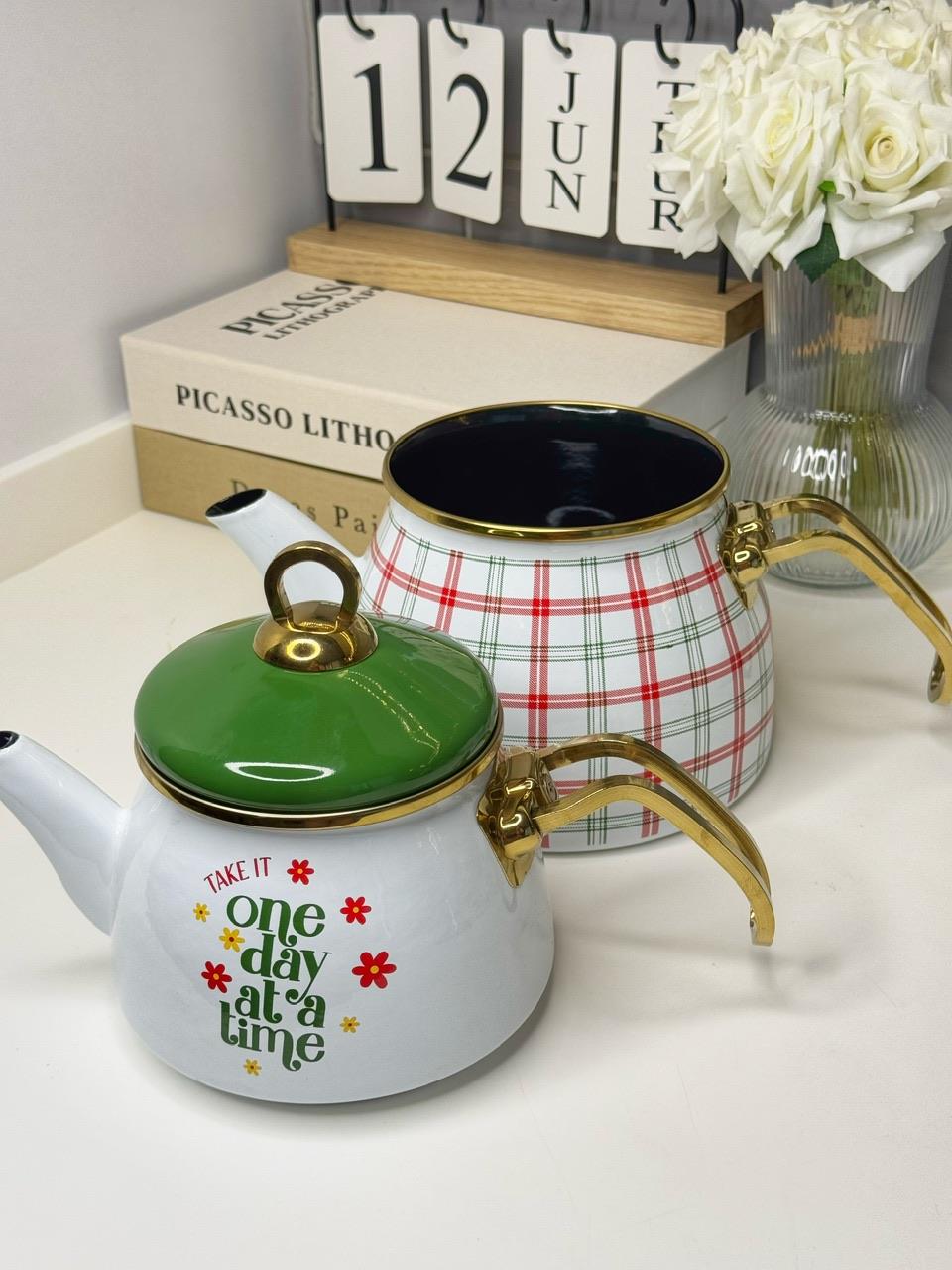 Yaz Emaye Çaydanlık