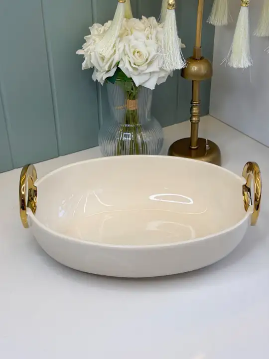 Lüx Gold Kulplu Oval Sunum Tabağı