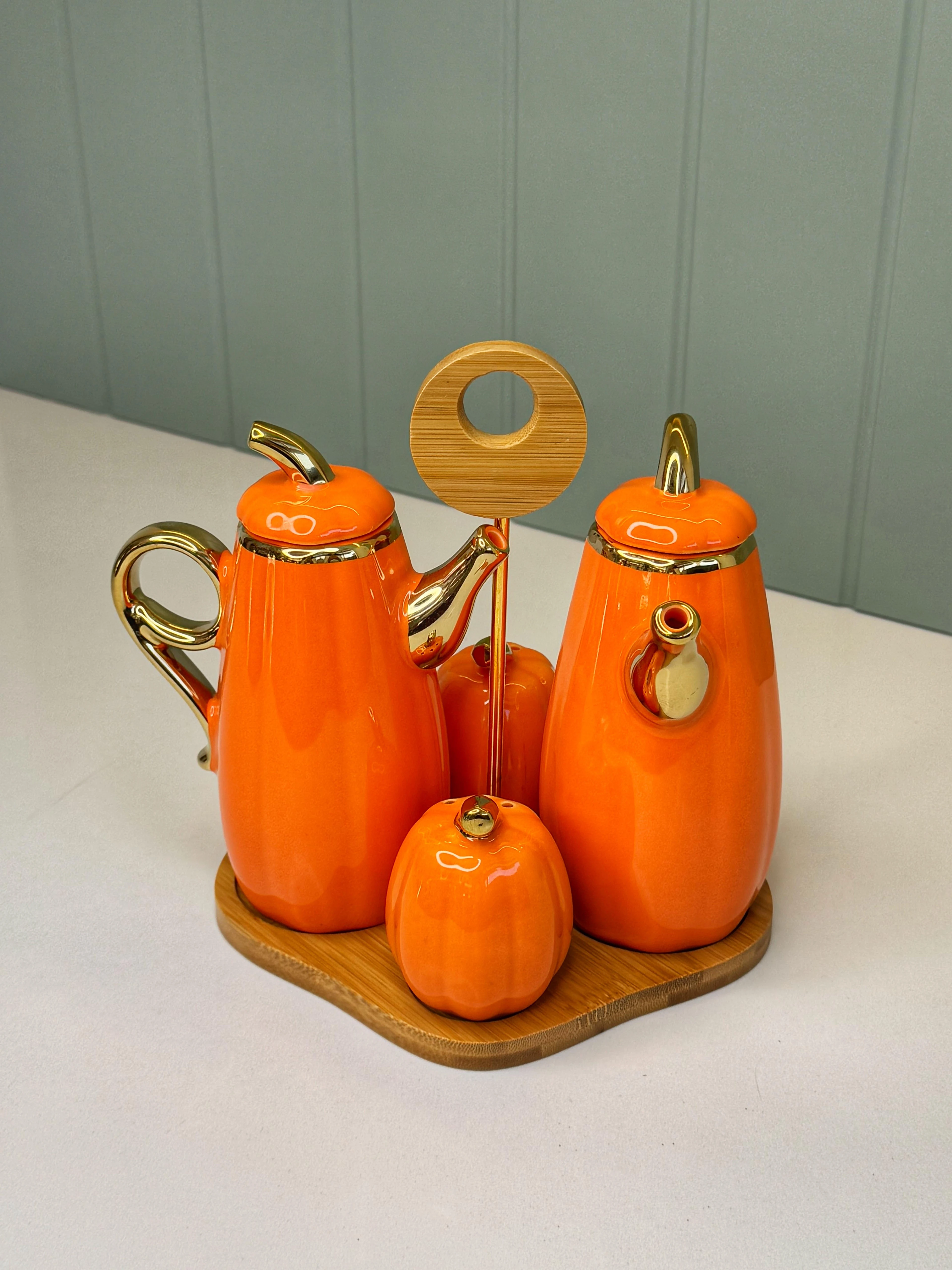 5 Parça Kabak Yağdanlık/Tuzluk Set Turuncu