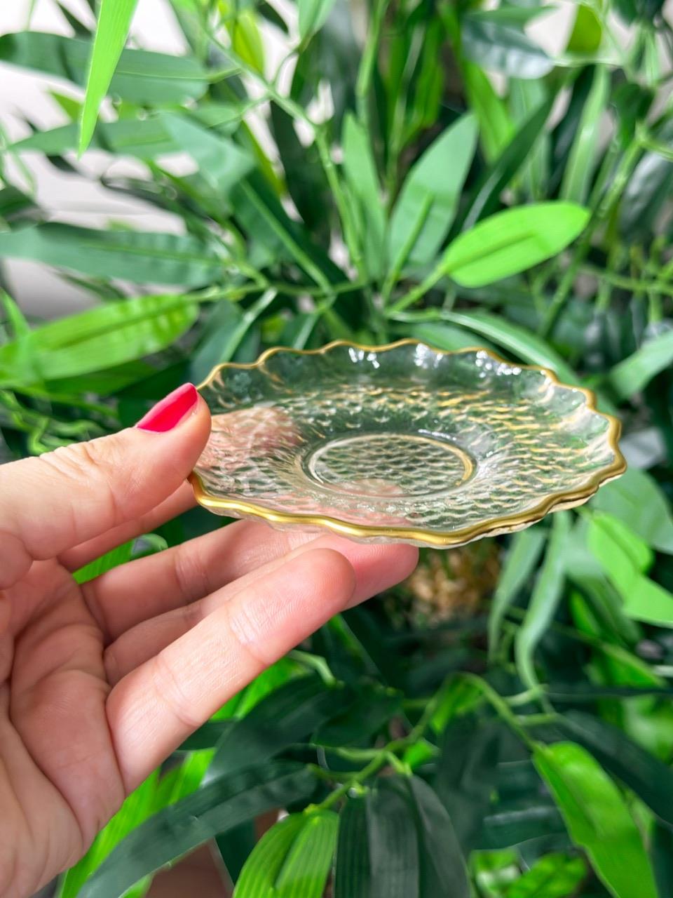 12 KİŞİLİK GOLD ÇİÇEK DAMLA  ÇAY TABAĞI