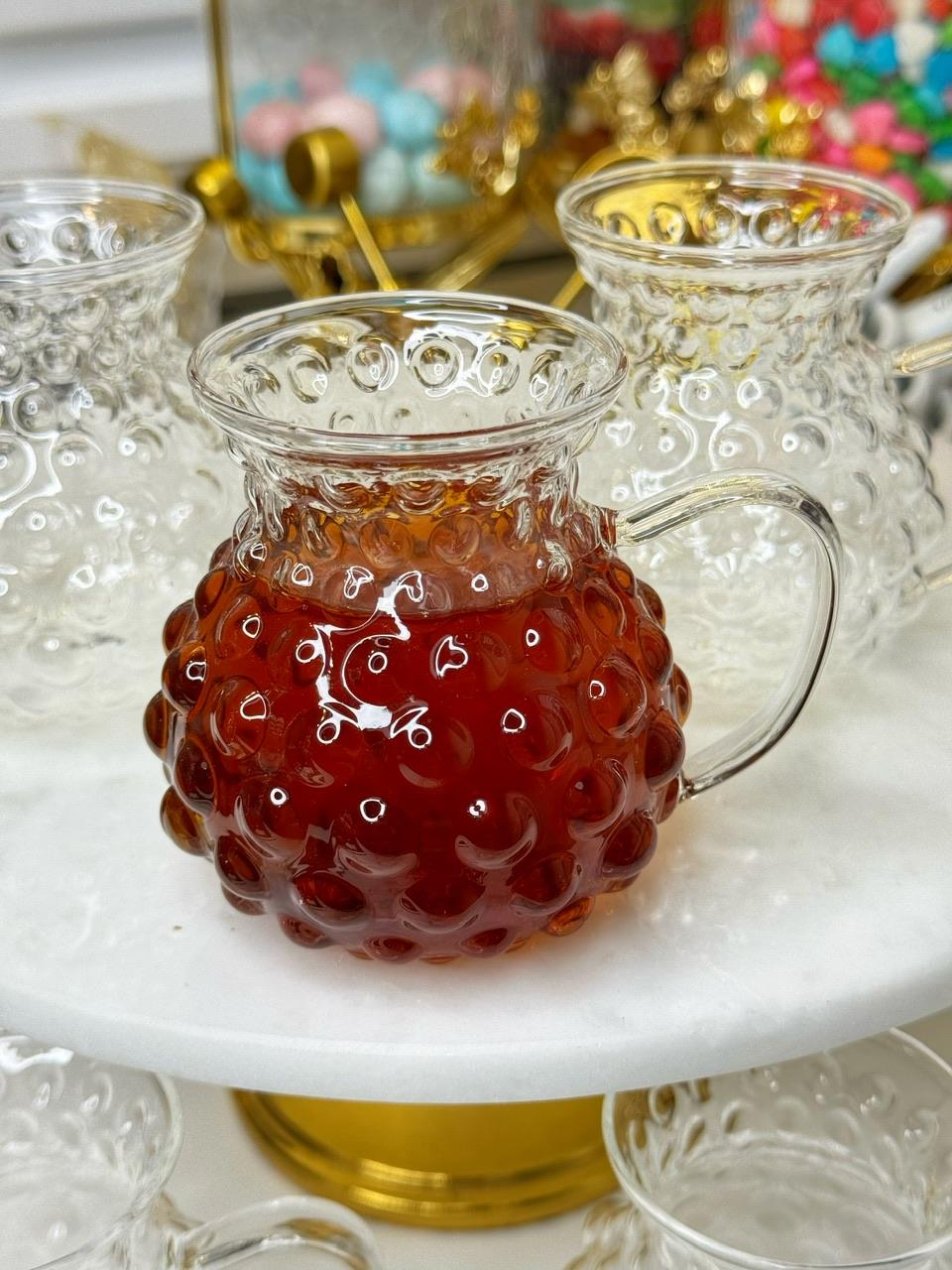 Montella 6 Kişilik Borosilikat Damla Model Cam Çay Bardağı