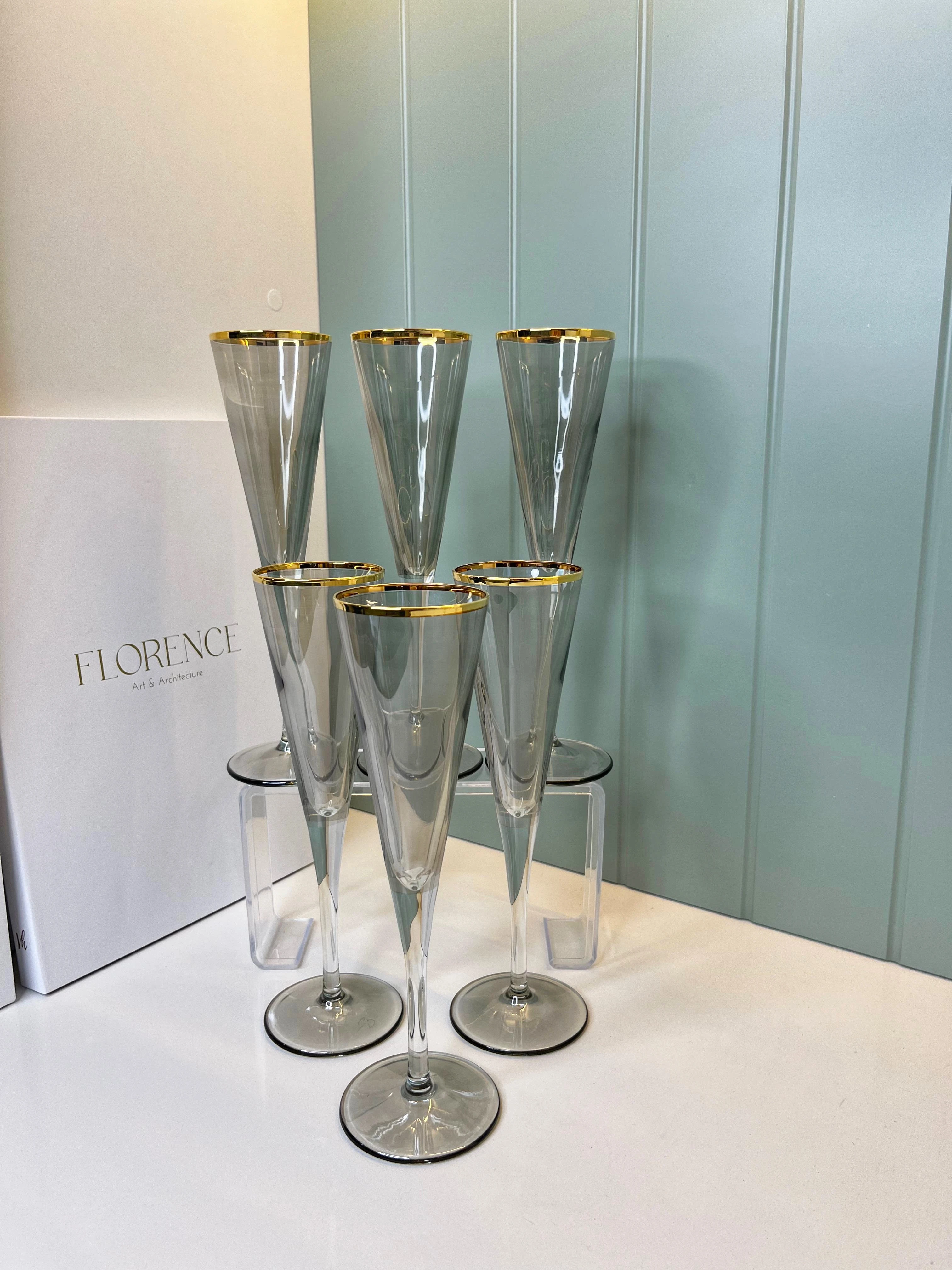 V-Line 6 Kişilik Füme Kahve Yanı Su Bardağı 