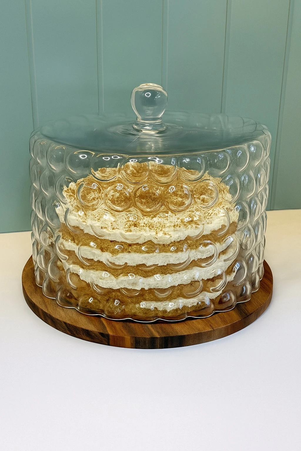 Bubble Akasya Cam Pasta / Kek Fanusu (Büyük Boy)