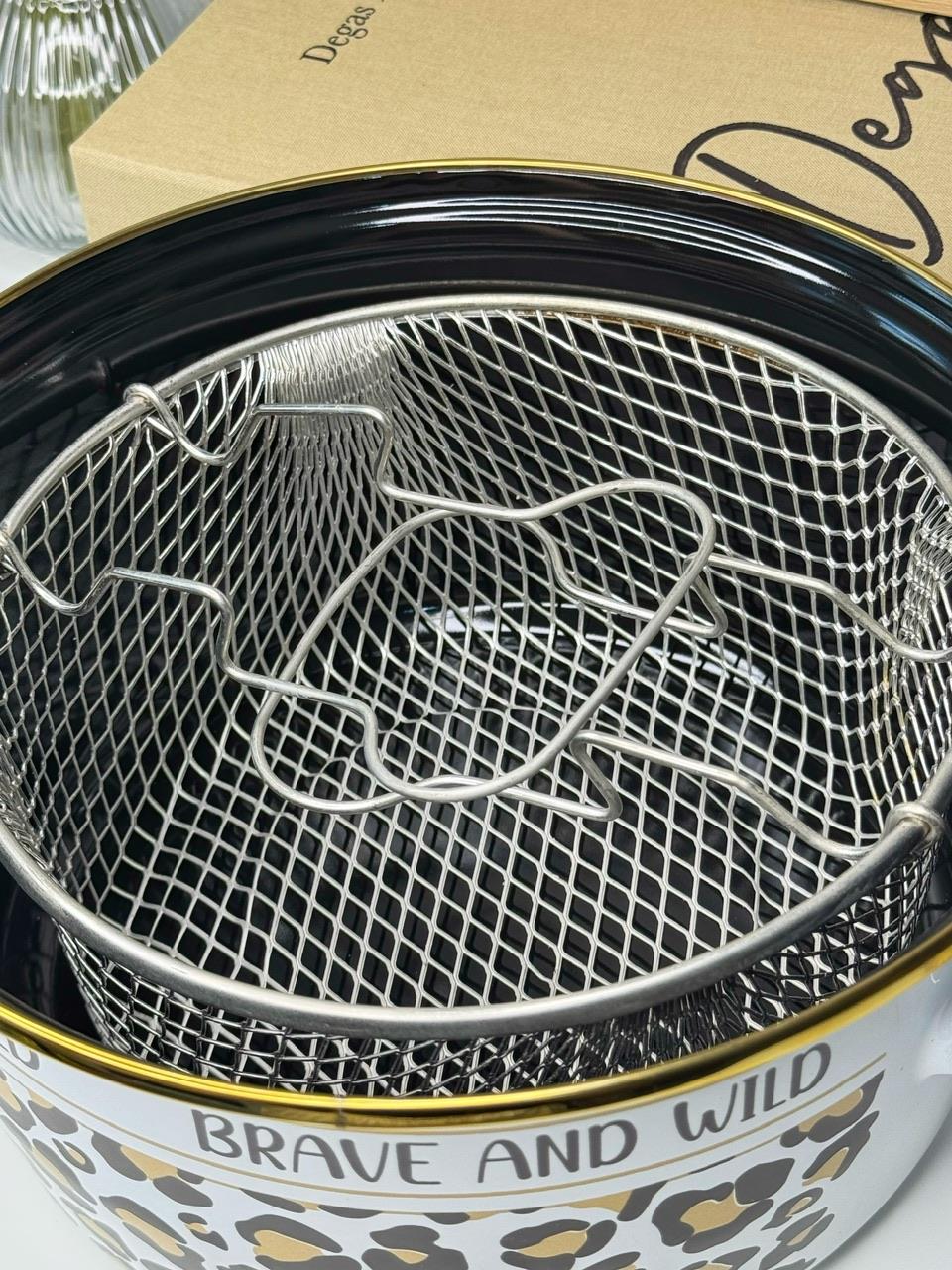 Leopar Desenli Emaye Kızartma Tenceresi