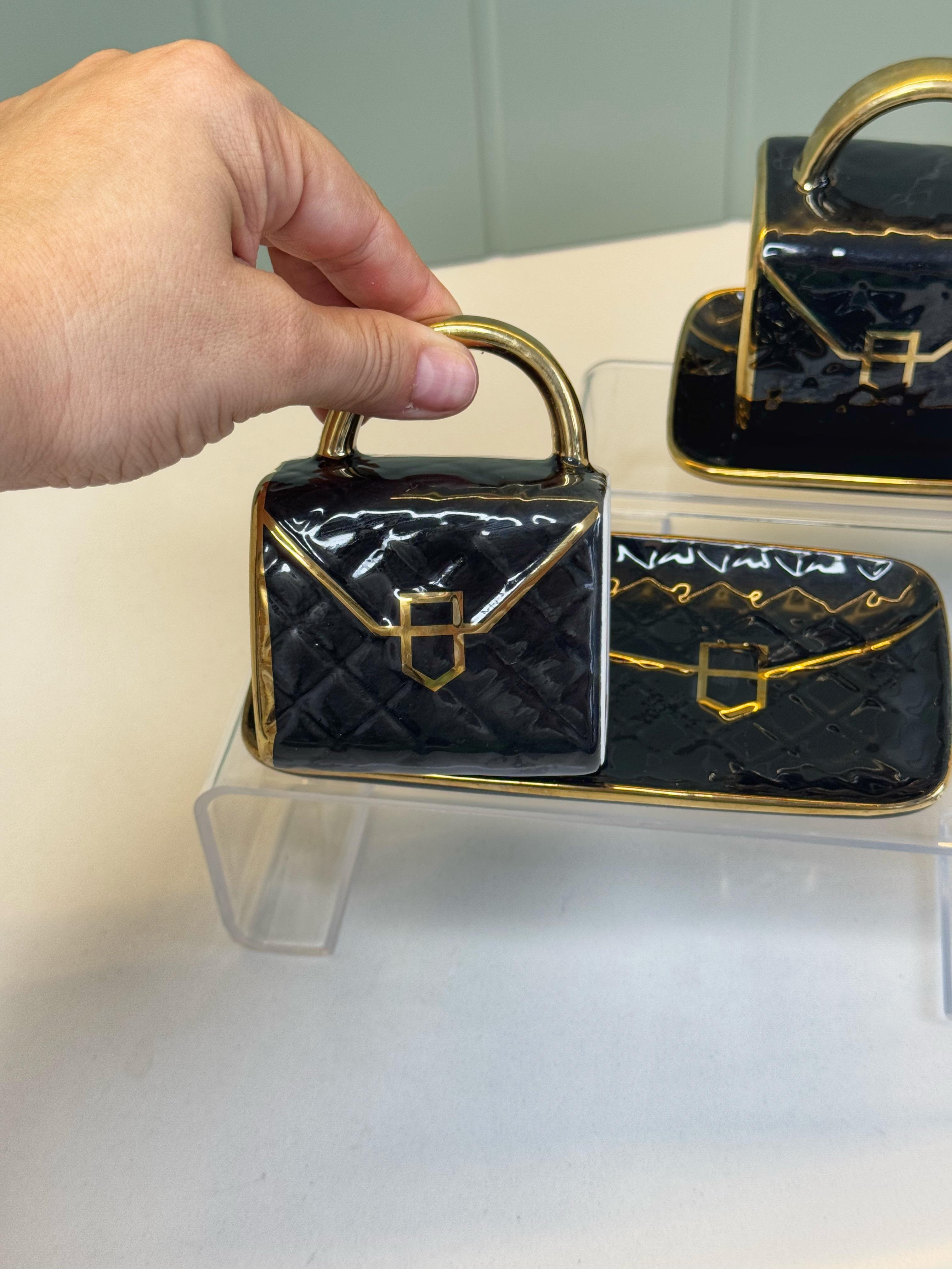 2 Kişilik Çanta Model Türk Kahvesi Fincanı Siyah