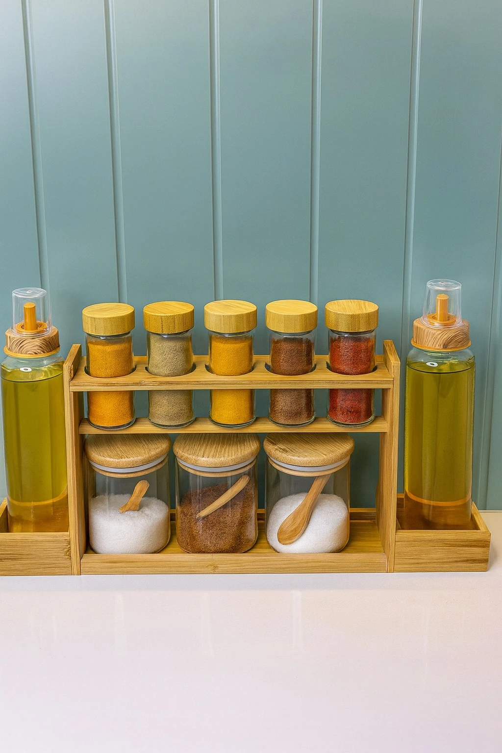 Bambu Standlı Baharatlık / Yağdanlık 