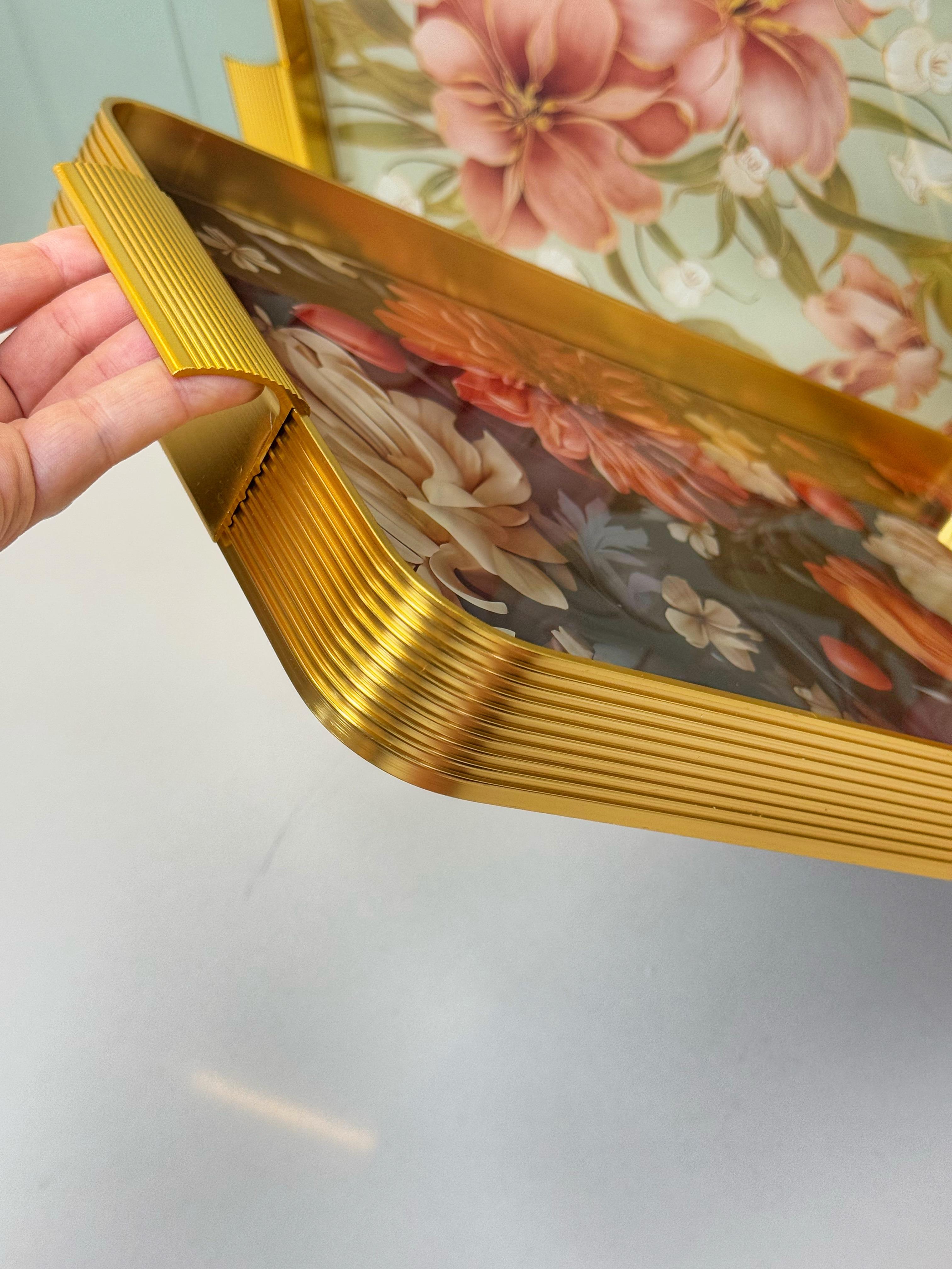 Meryal 6 Kişilik Cam Gold Tepsi