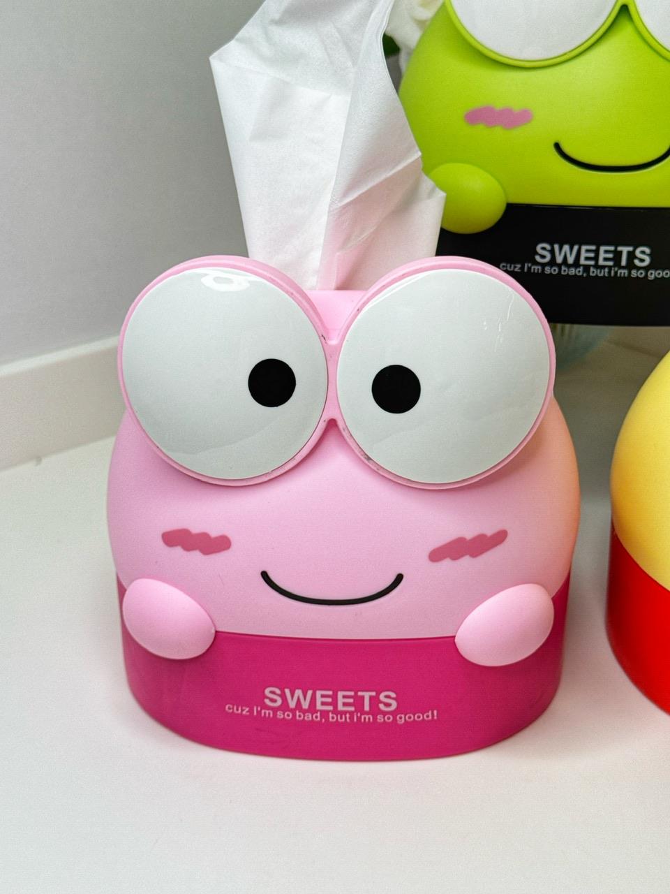 Pembe Kurbağa Peçetelik / Kumbara / Çöp Kovası