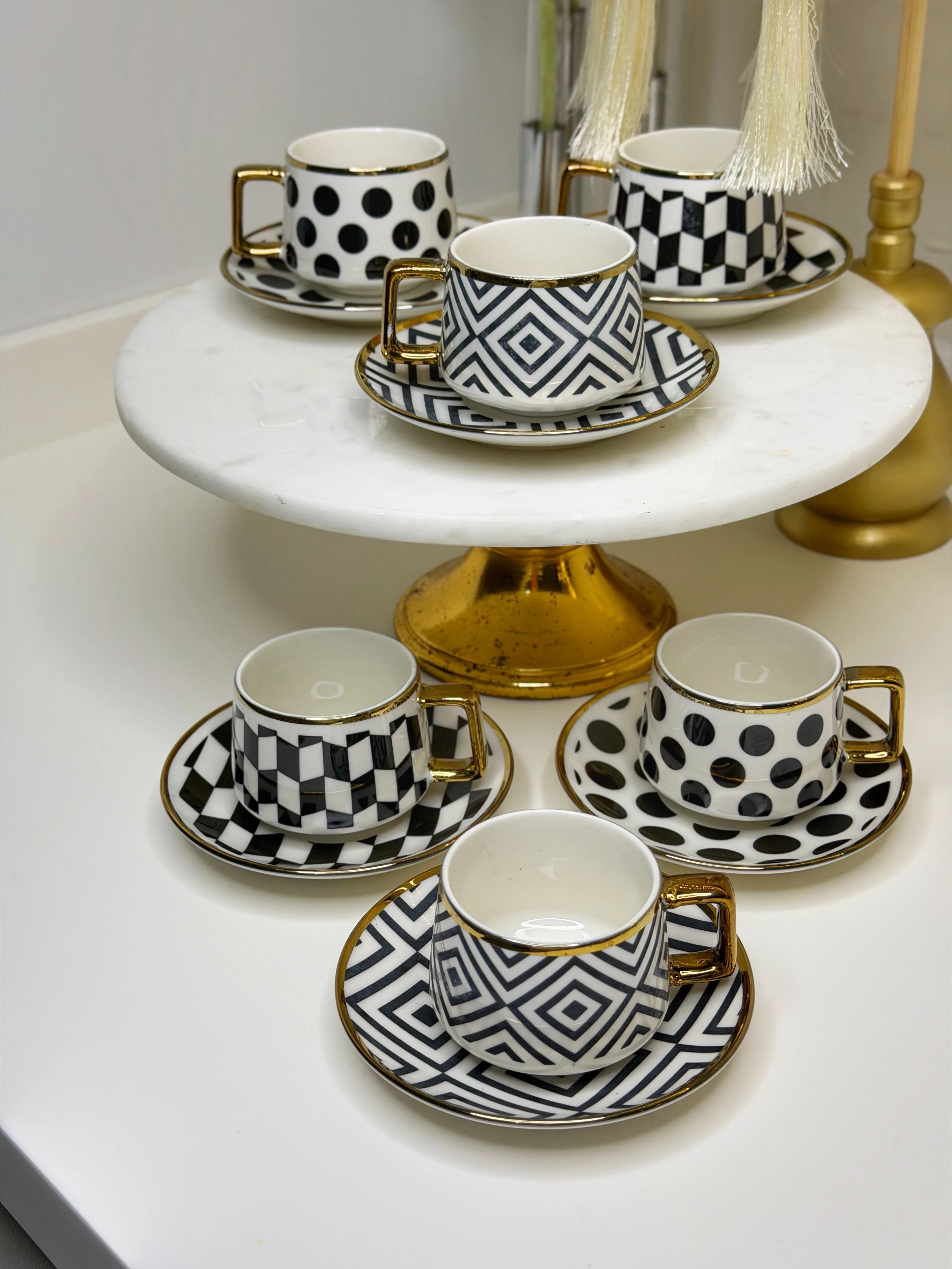 Fevk 6 Kişilik Porselen Türk Kahvesi Fincanı