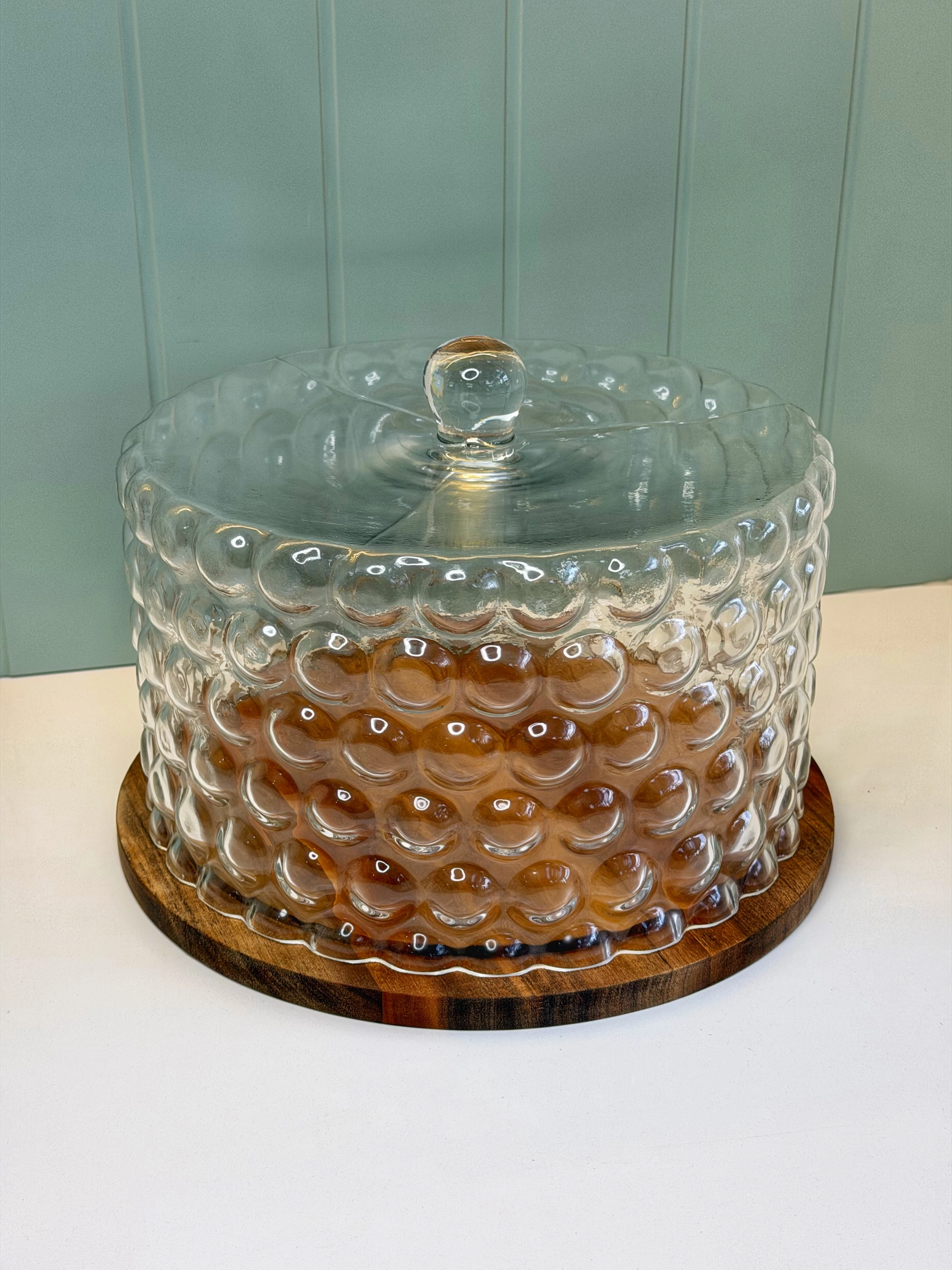 Bubble Akasya Cam Pasta / Kek Fanusu (Büyük Boy)