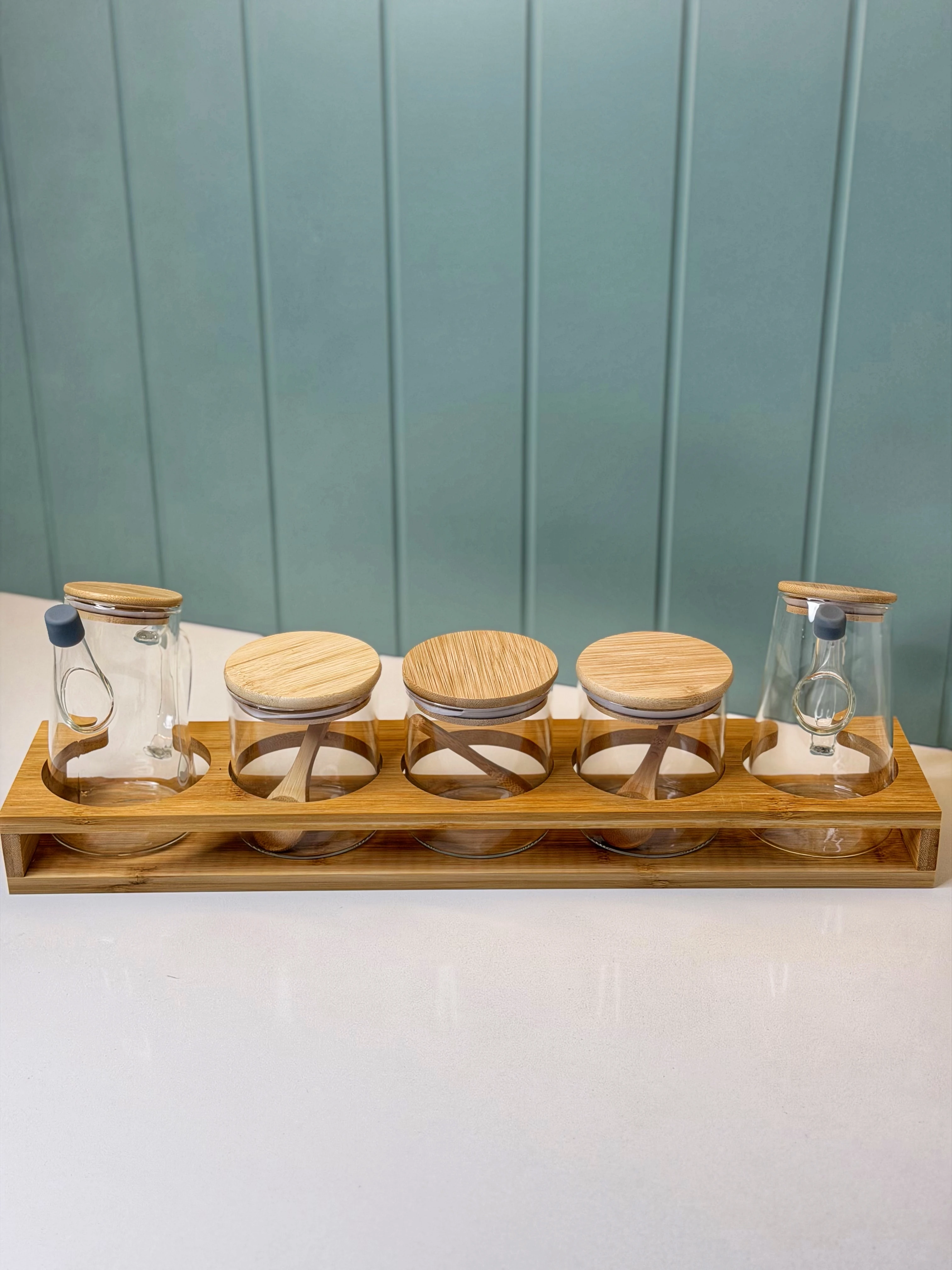 Poliy Bambu Standlı Baharatlık / Yağdanlık