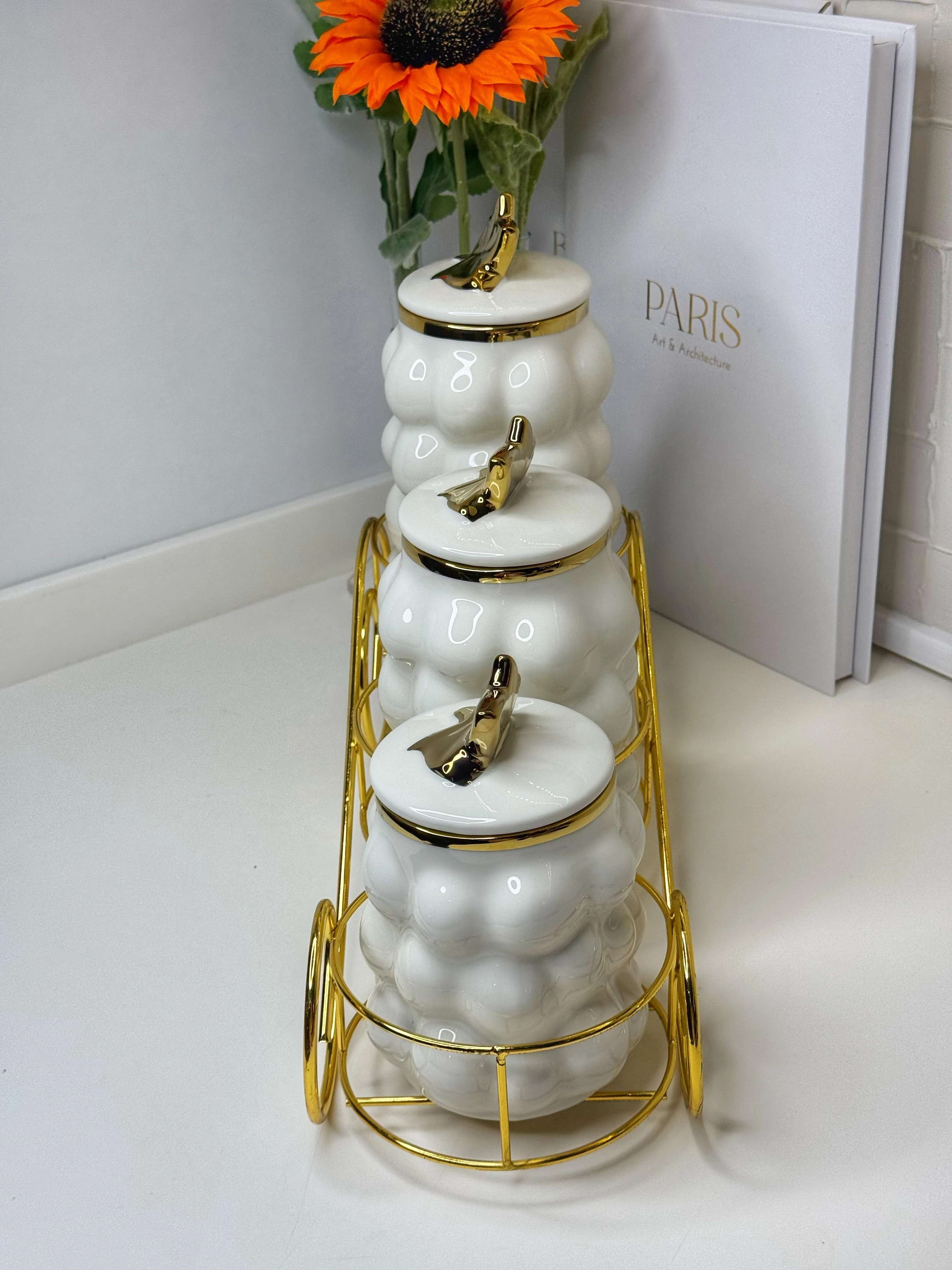 Bubble Gold Standlı Porselen Baharatlık