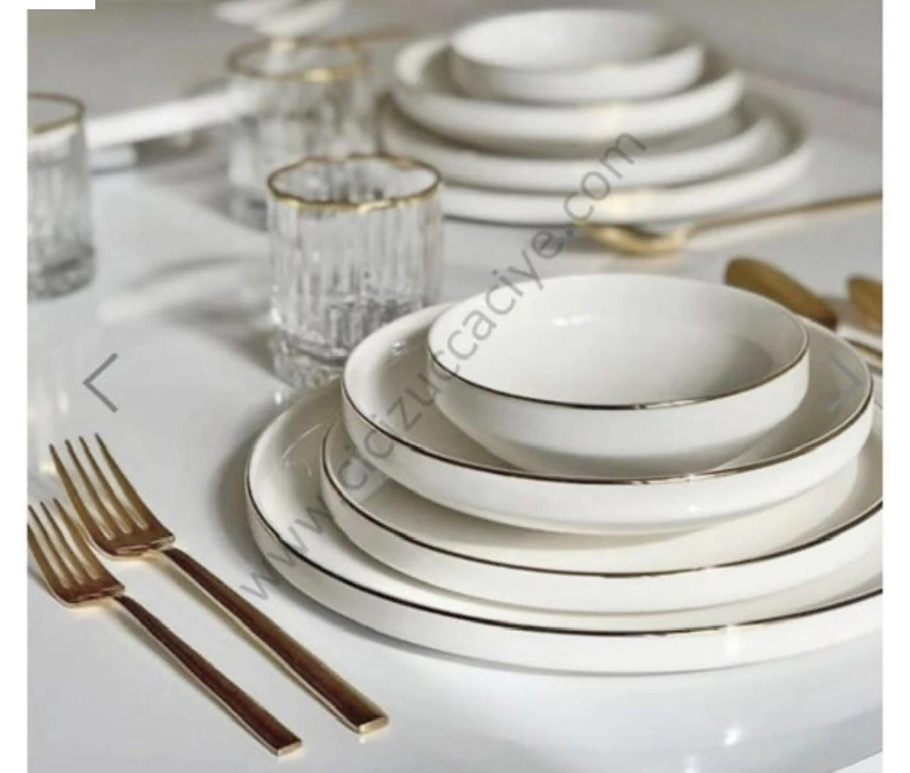 24 Parça 6 Kişilik Porselen İnci Yemek Takımı