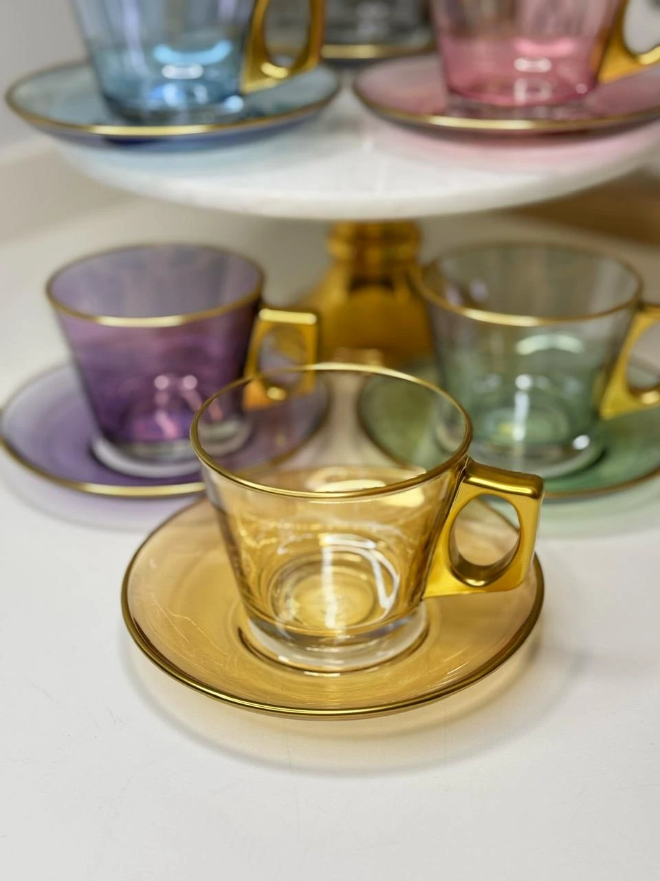 Levla 6 Kişilik Lüsterli Çay Seti
